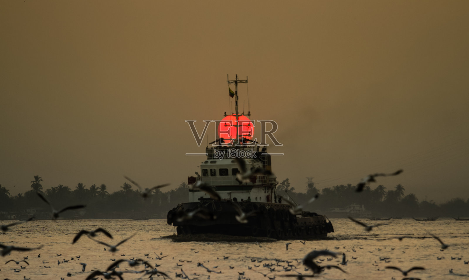 仰光河日落照片摄影图片