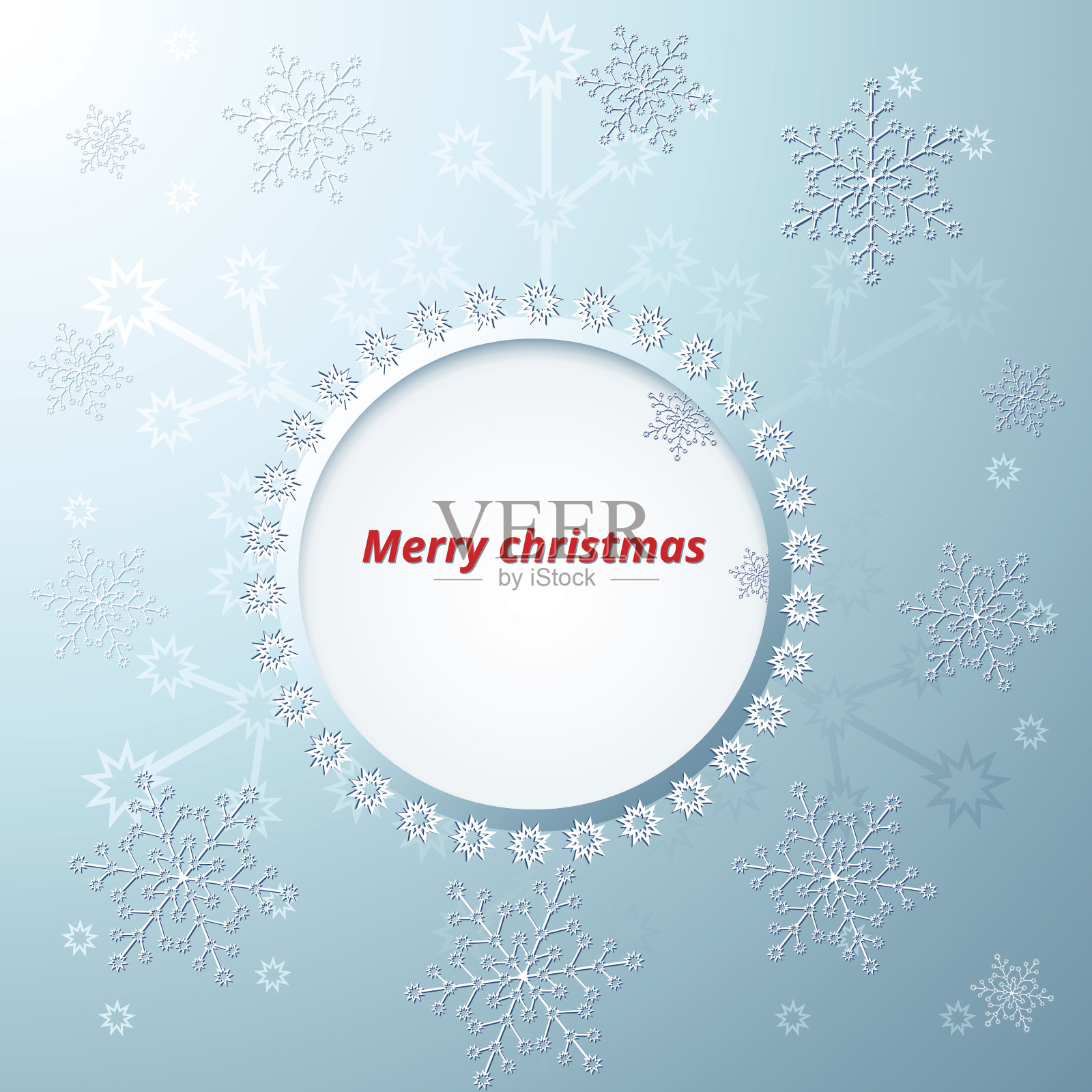 圣诞贺卡与不同的雪花插画图片素材