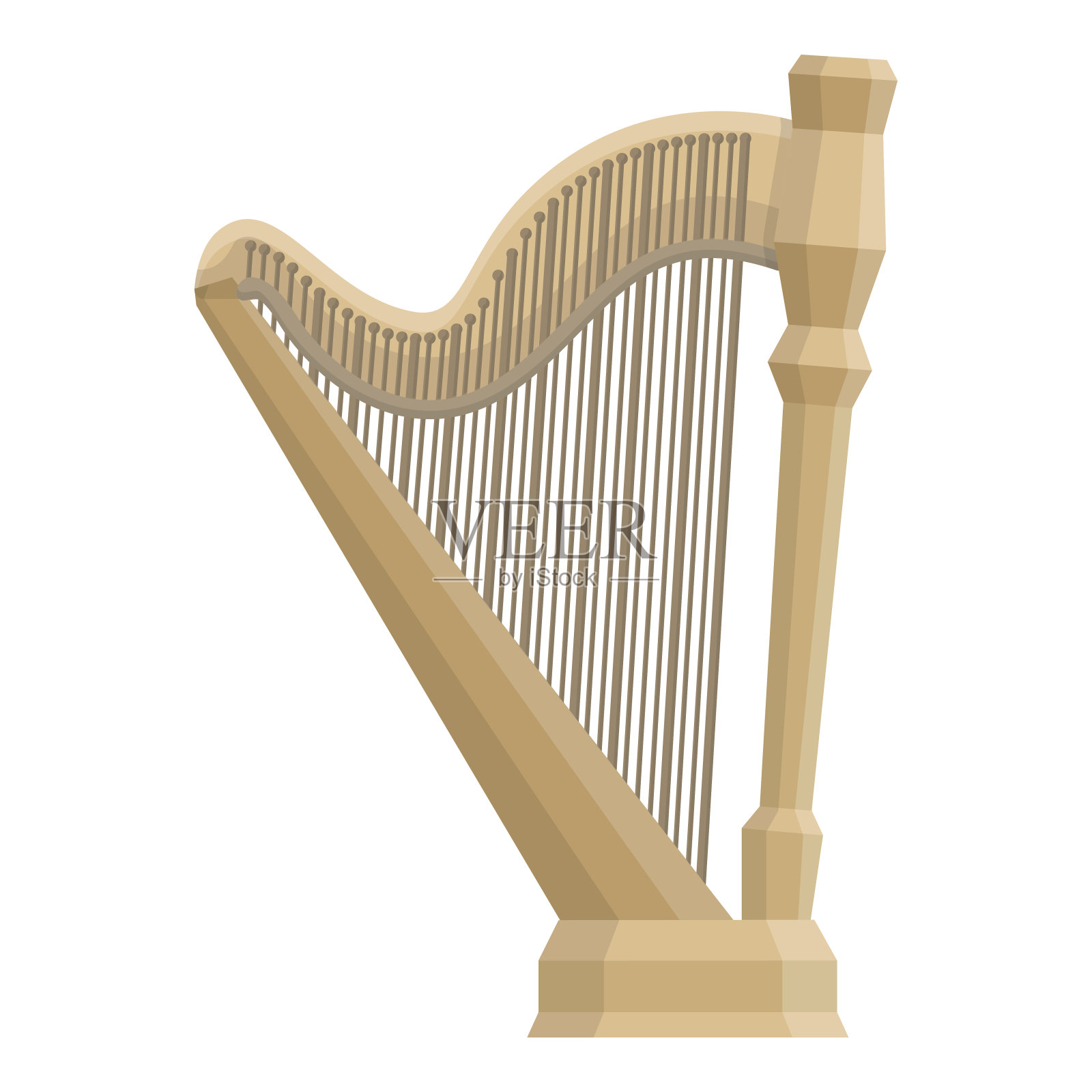 竖琴图标在卡通风格孤立的白色背景。乐器符号股票矢量插图设计元素图片