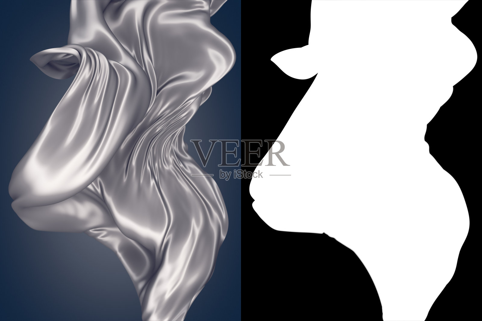 抽象三维渲染流动银布背景照片摄影图片