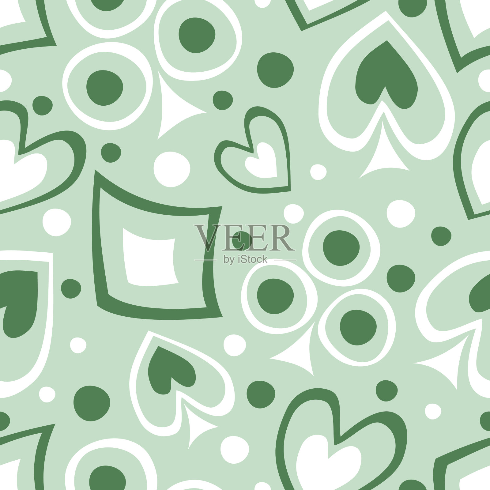 无缝矢量模式与图标的扑克牌。背景与手绘符号。装饰重复点缀。系列游戏和赌博无缝矢量模式。插画图片素材