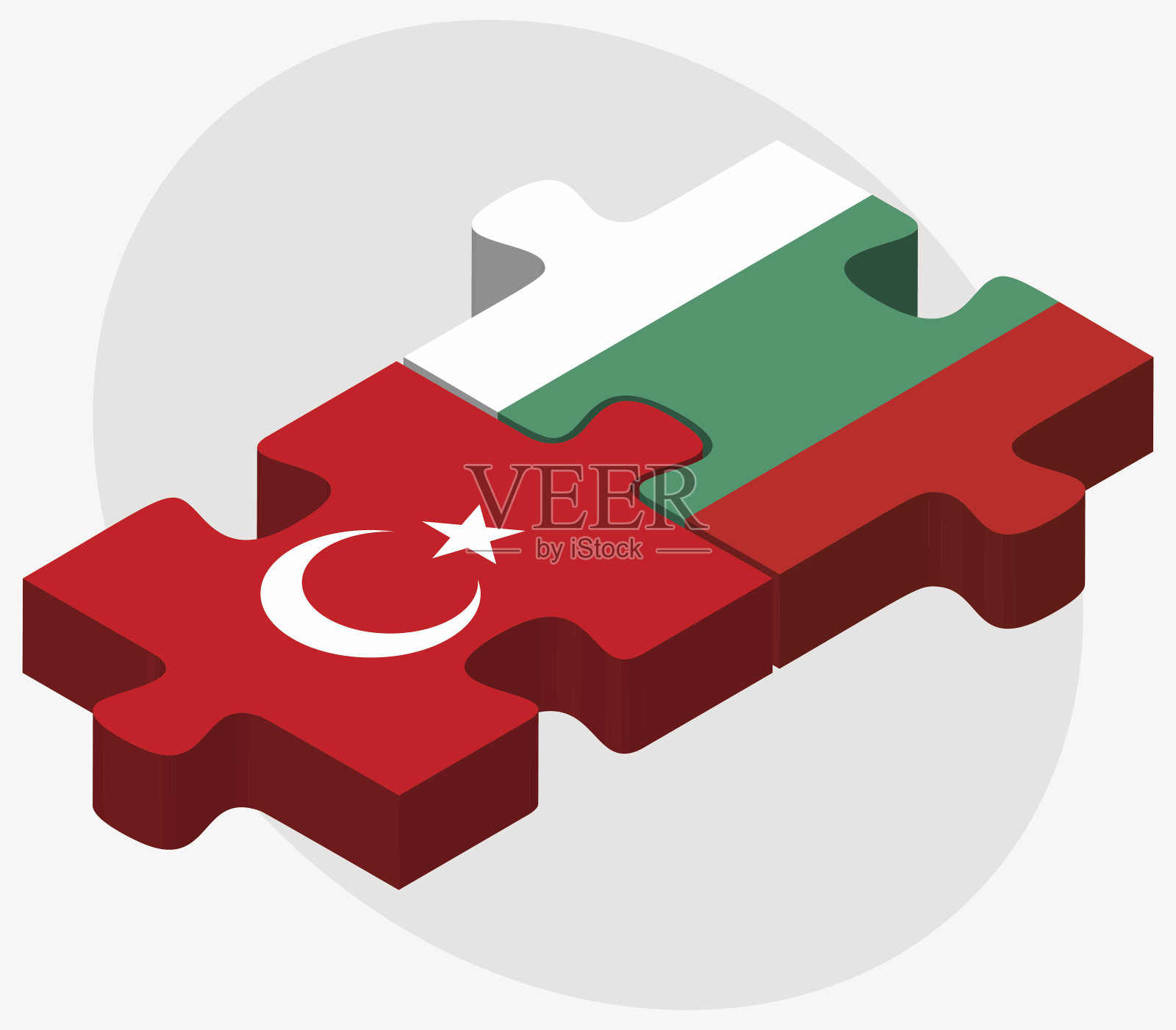 土耳其和保加利亚国旗拼图插画图片素材