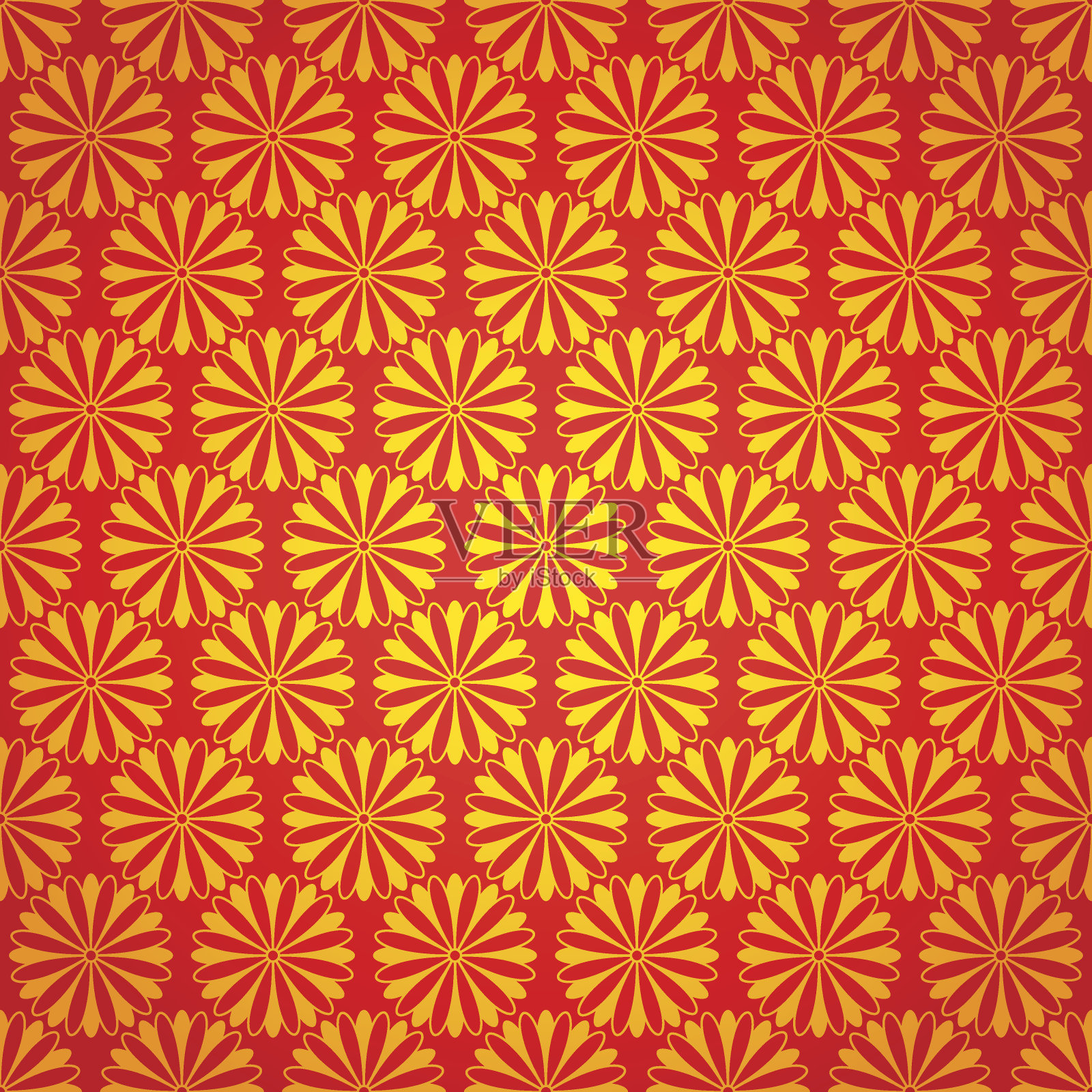 中华民族的菊花无缝图案。2015年中国新年。插画图片素材