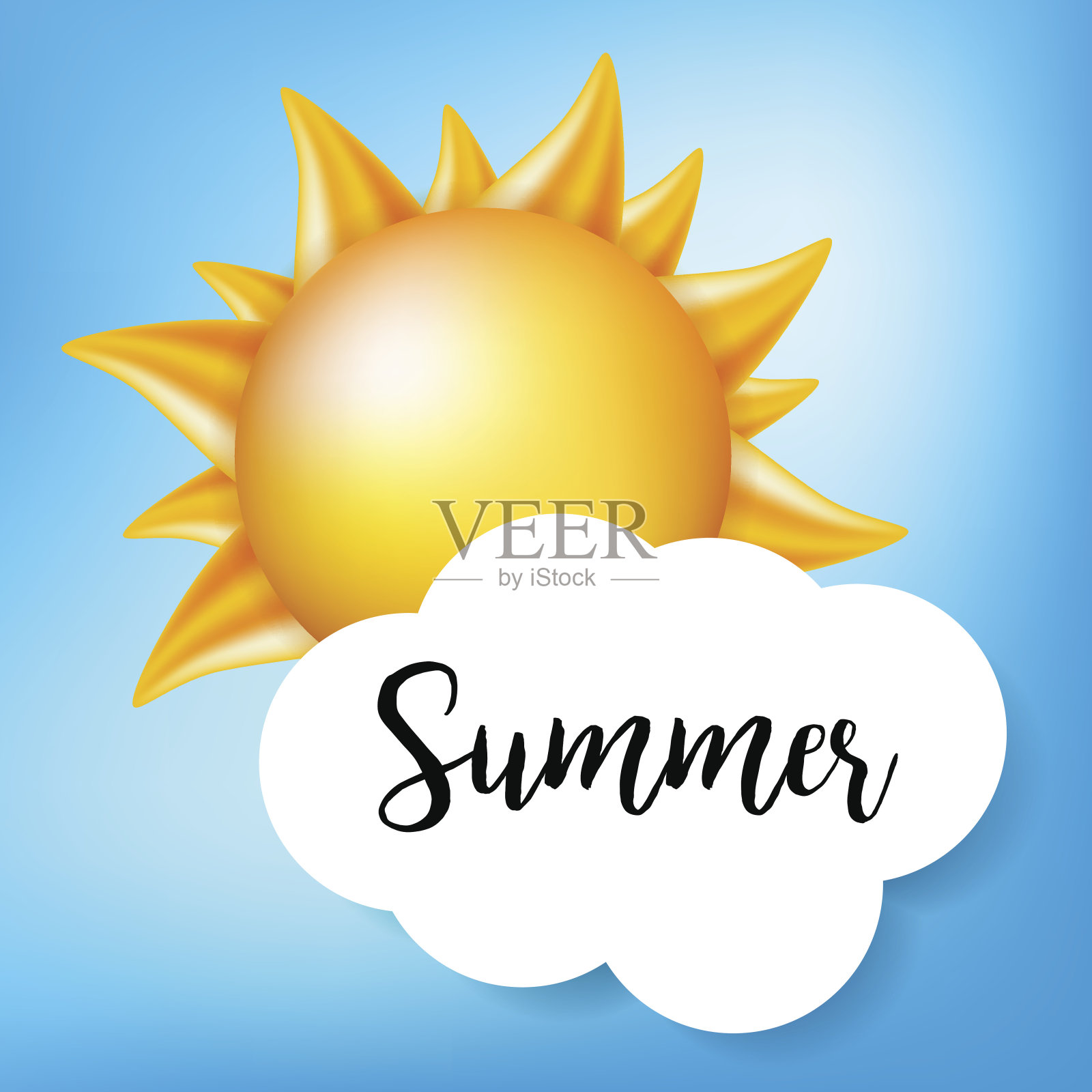 太阳与云的背景。矢量图插画图片素材