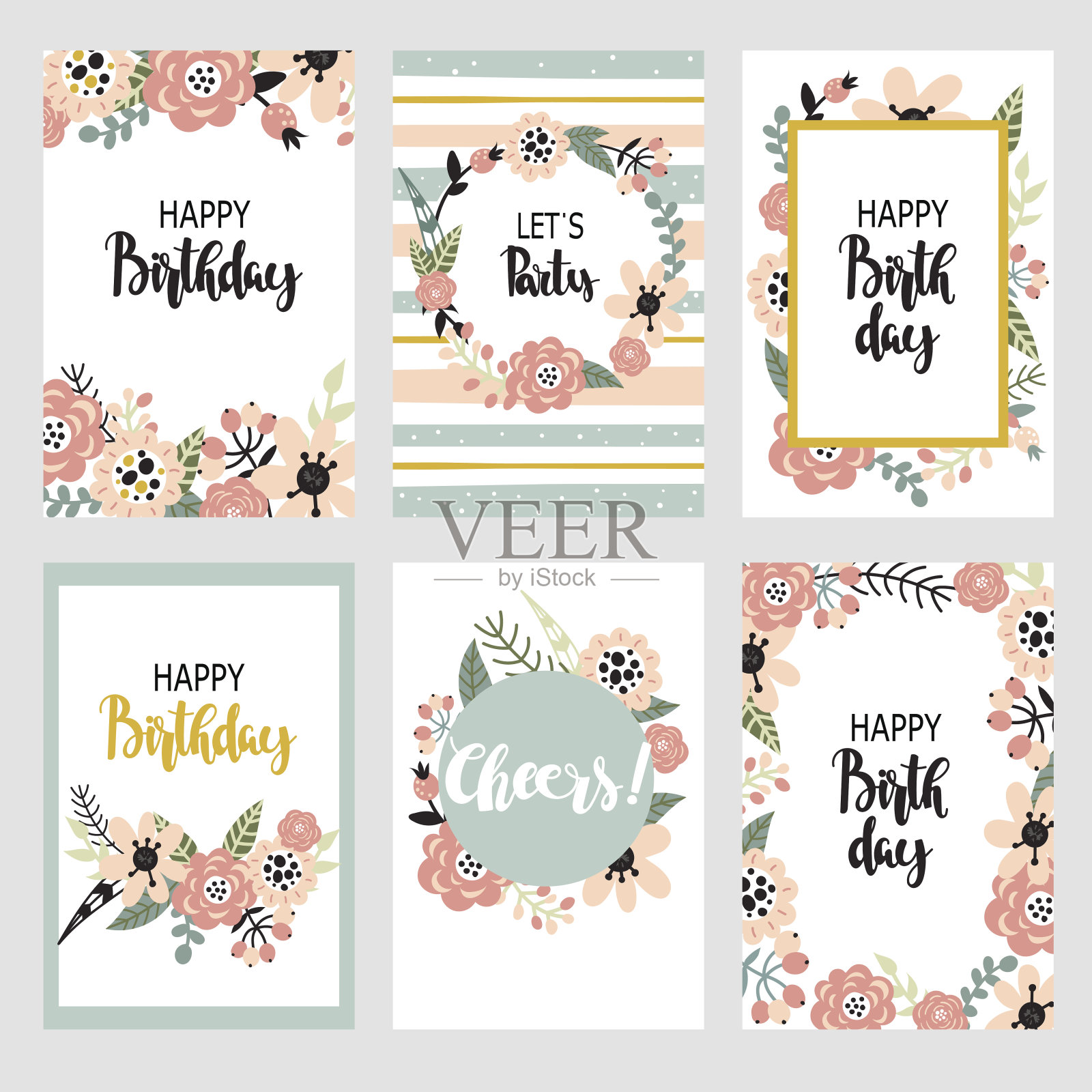 生日背景套装插画图片素材