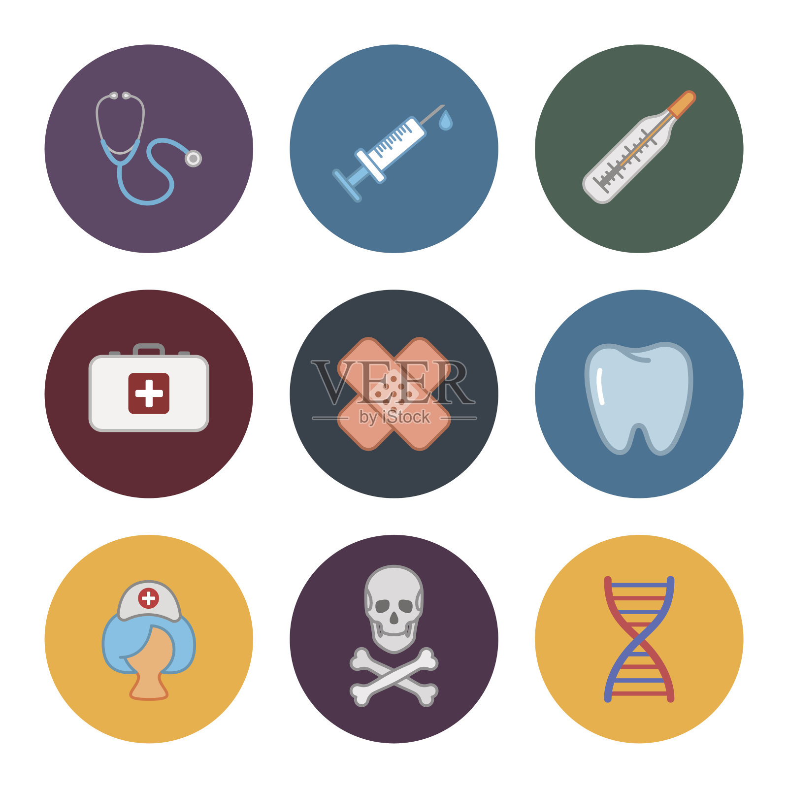 九个扁平药物图标插画图片素材