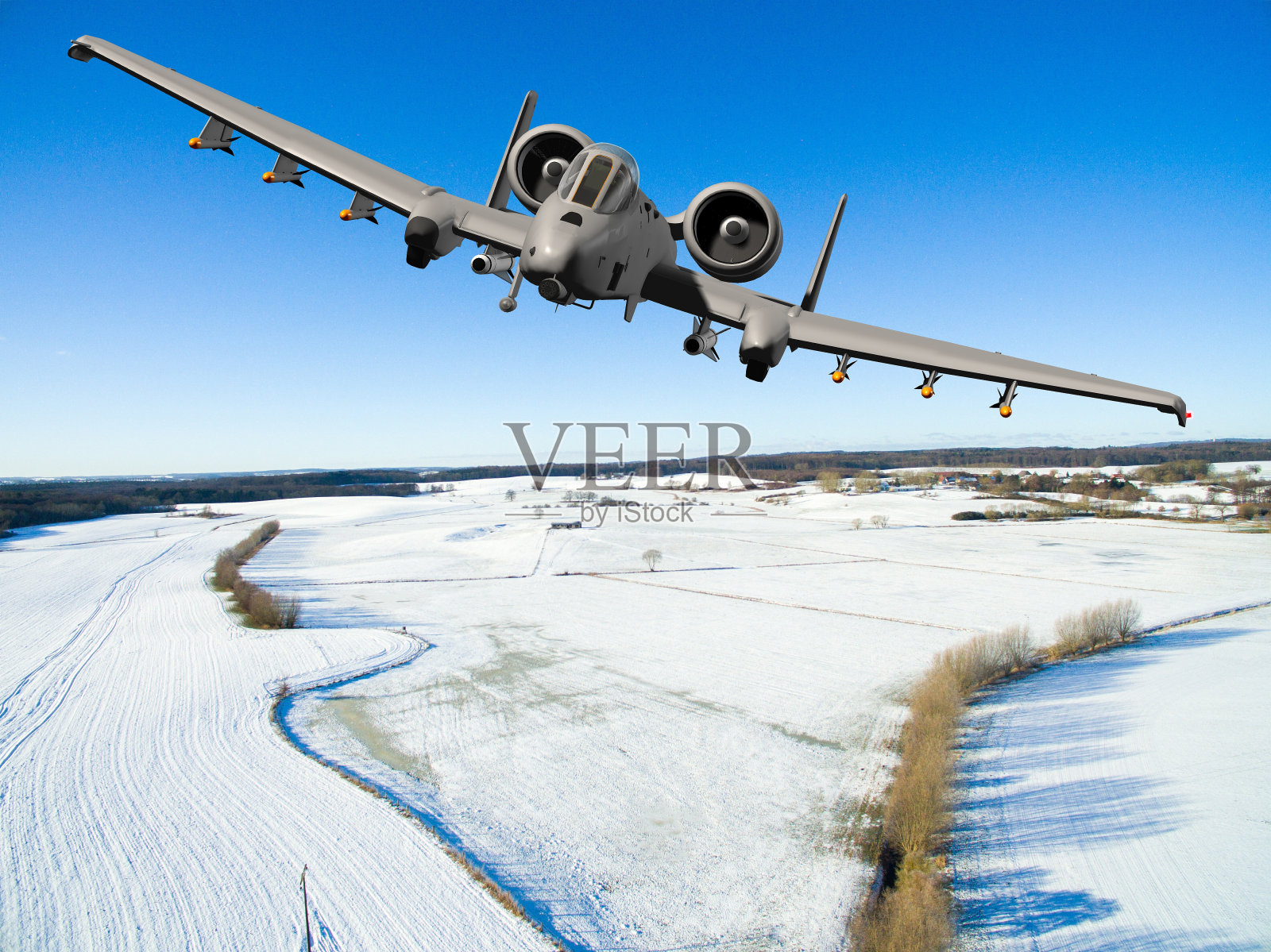 飞行中的美军地面攻击机航拍照片摄影图片