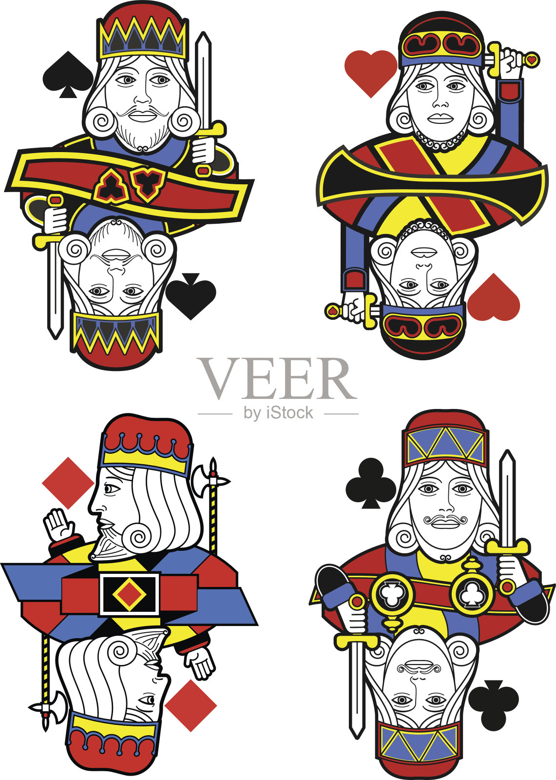 四王无牌插画图片素材