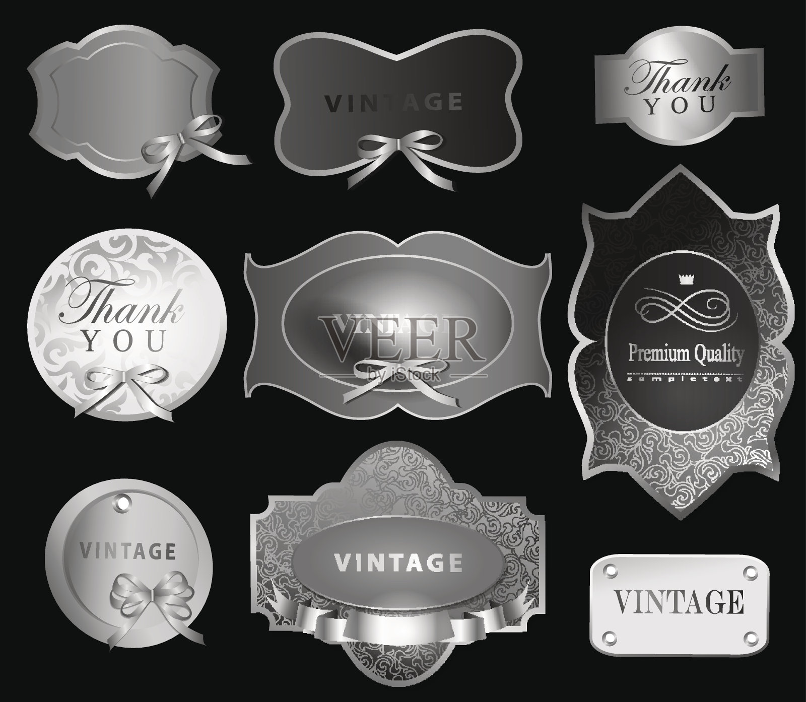 一套复古标签。矢量图插画图片素材