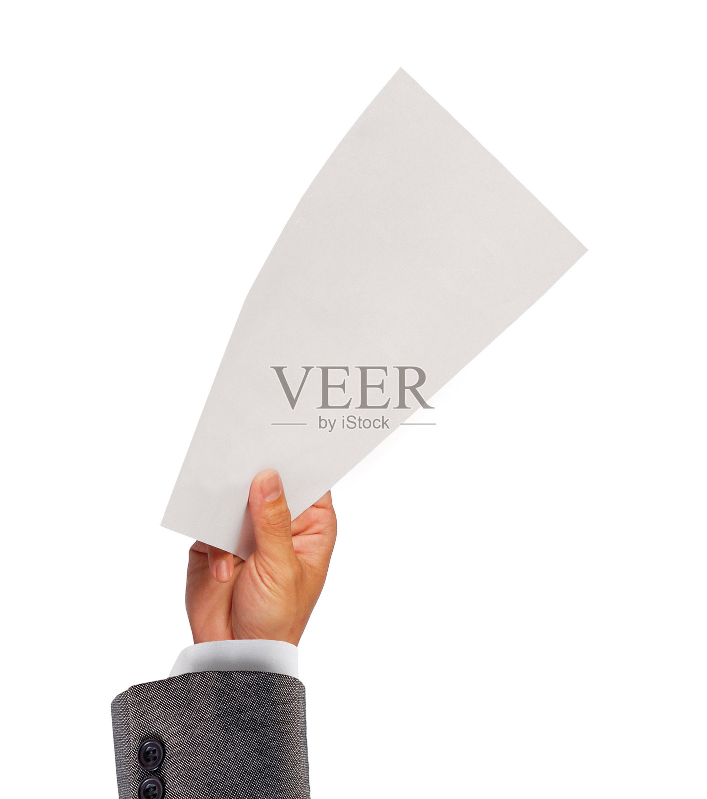 商人拿着一张白纸照片摄影图片