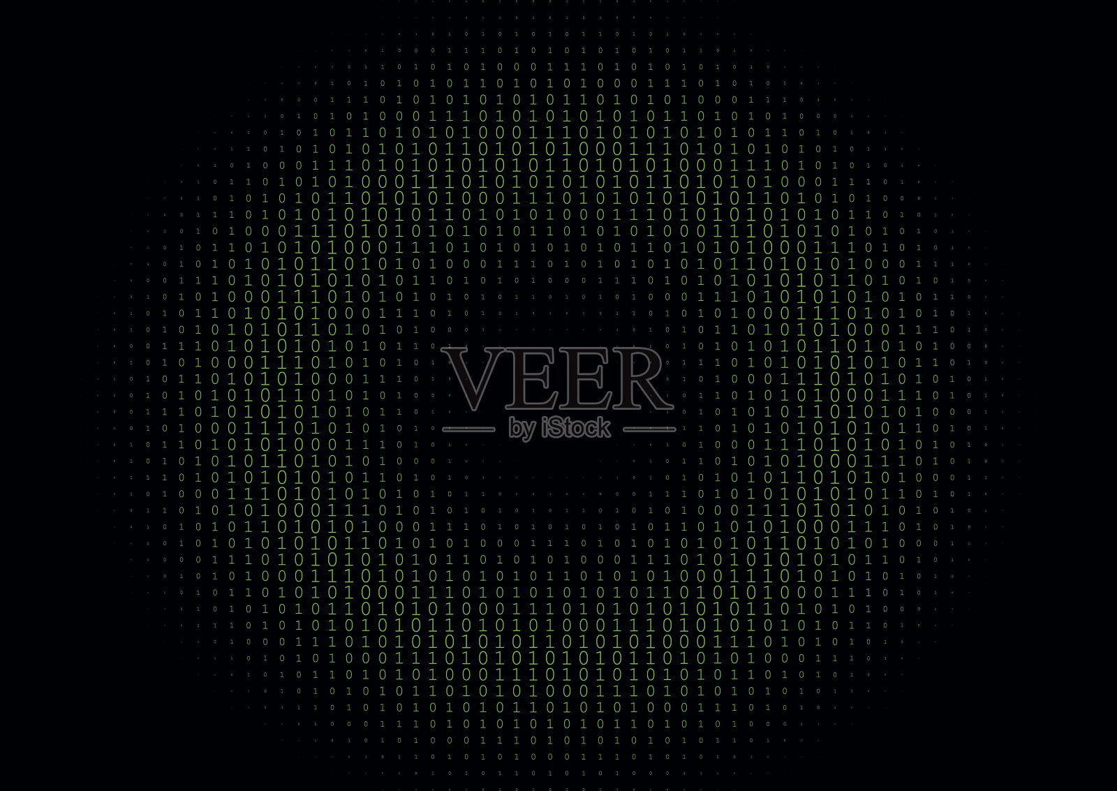 二进制代码黑色和绿色背景。插画图片素材