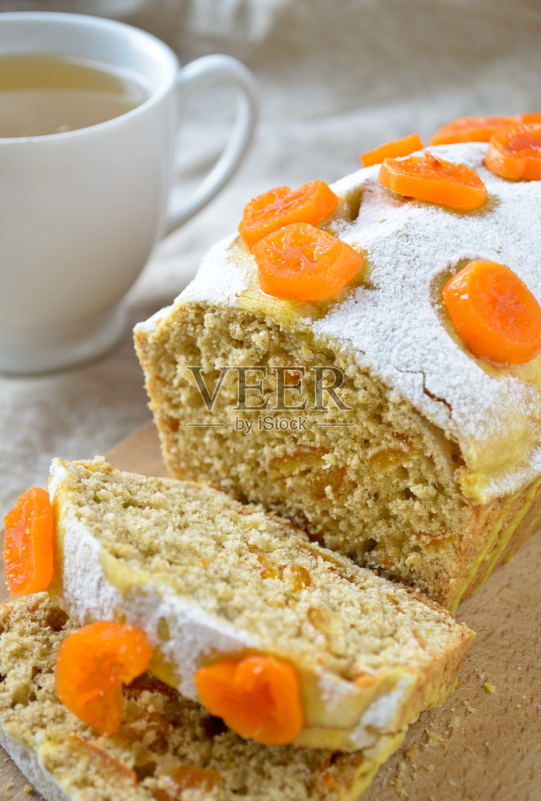 传统的圣诞金橘水果蛋糕照片摄影图片