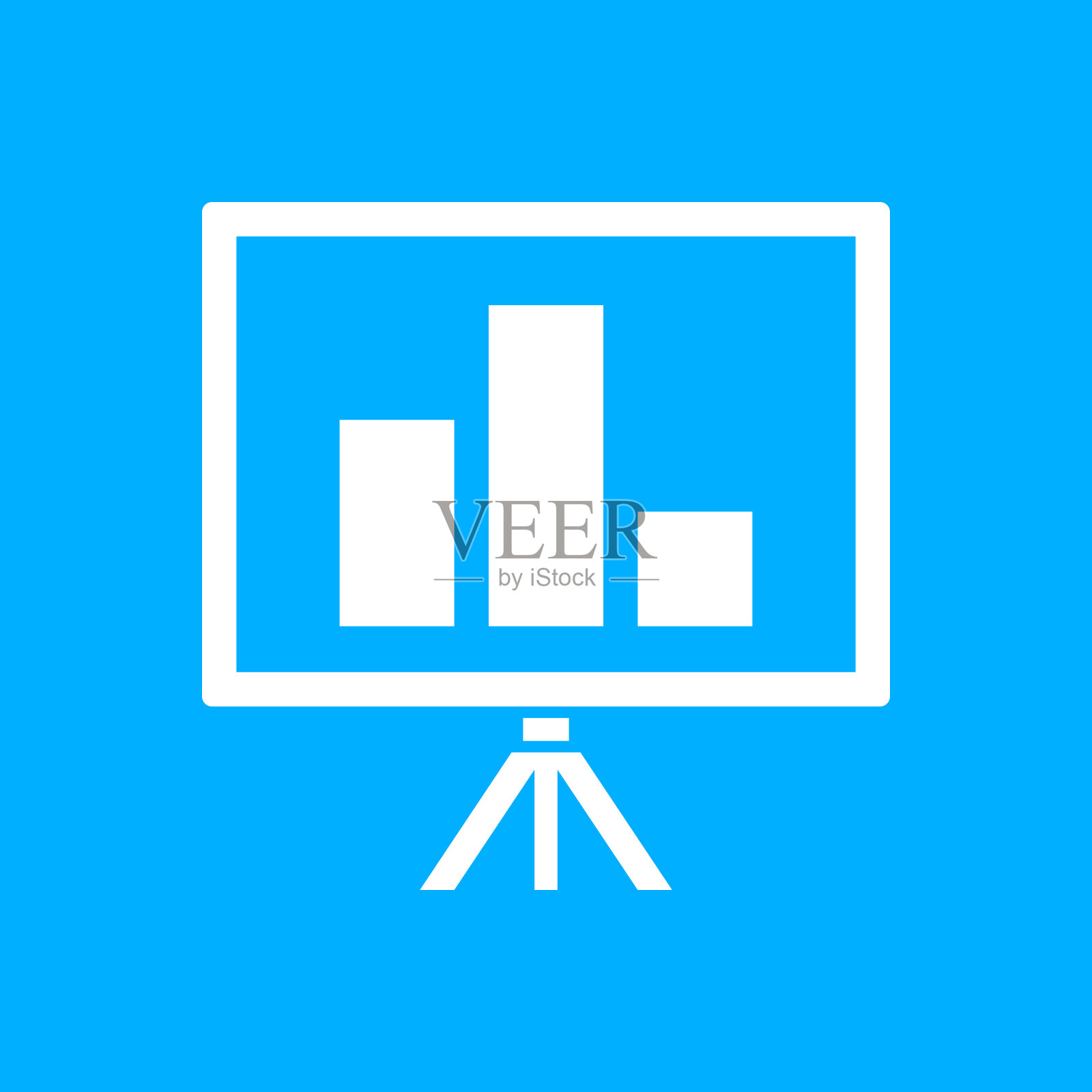 在蓝色背景上的演示图标。插画图片素材