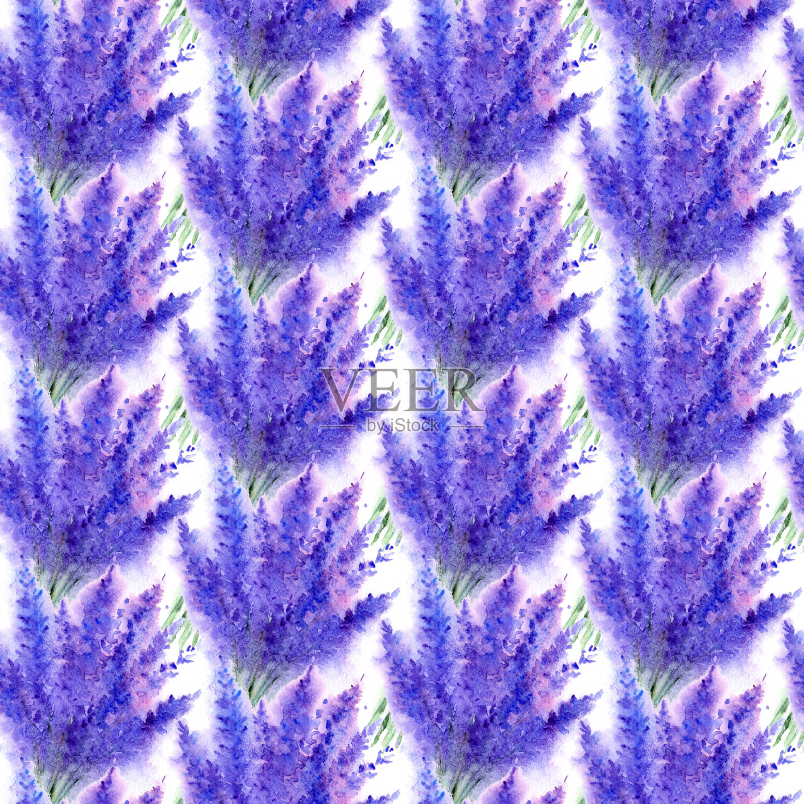水彩薰衣草花花束无缝图案纹理背景插画图片素材
