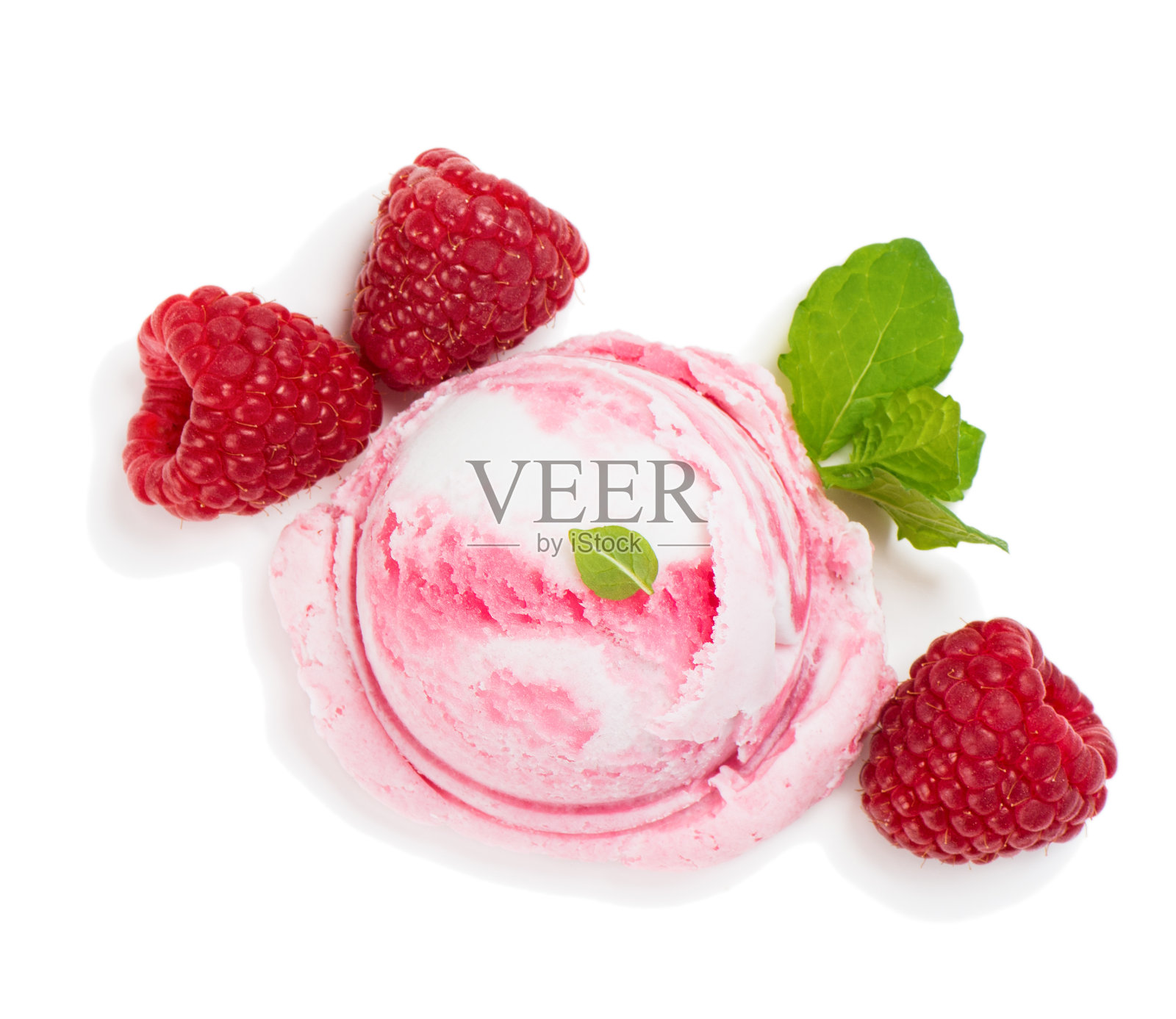 一勺香草和覆盆子冰淇淋照片摄影图片