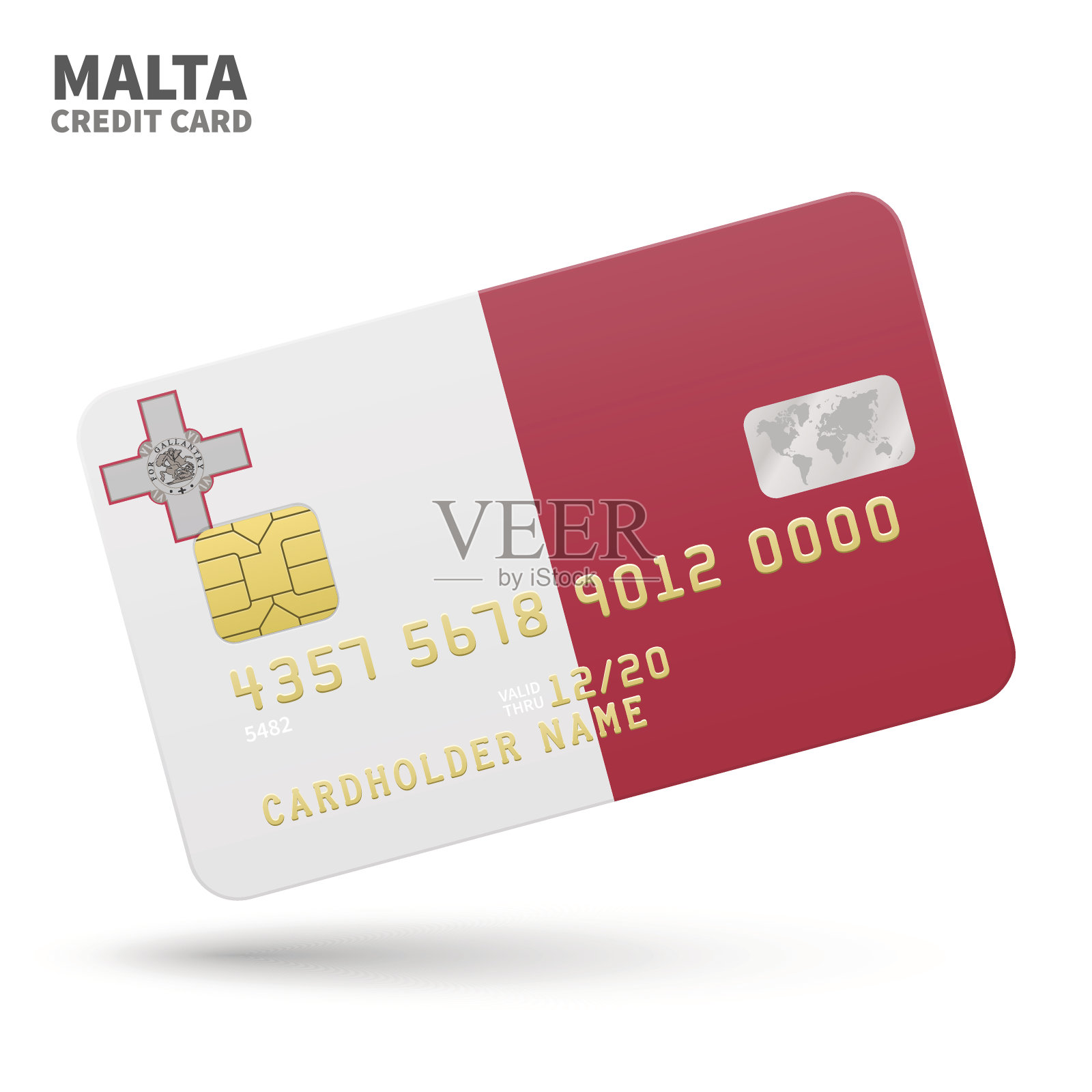 信用卡与马耳他国旗背景的银行，介绍和插画图片素材