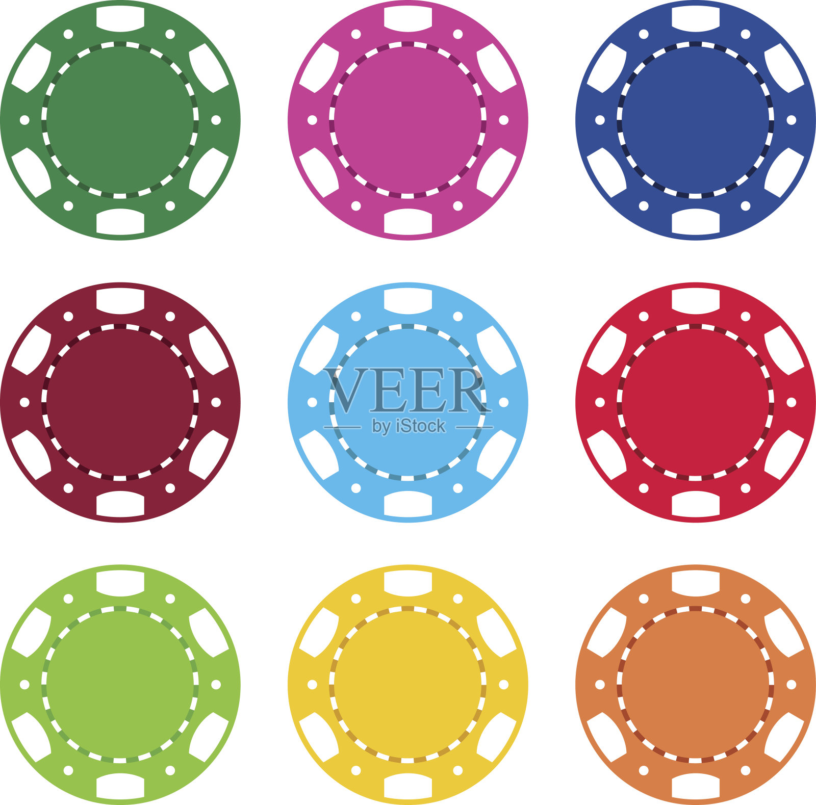 赌博赌场扑克筹码颜色设置插画图片素材