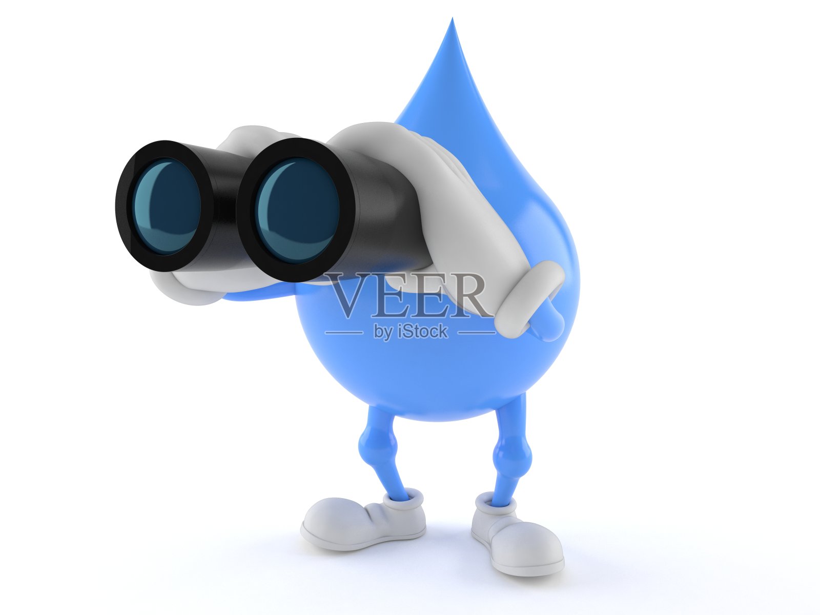 水滴人物透过双筒望远镜看照片摄影图片