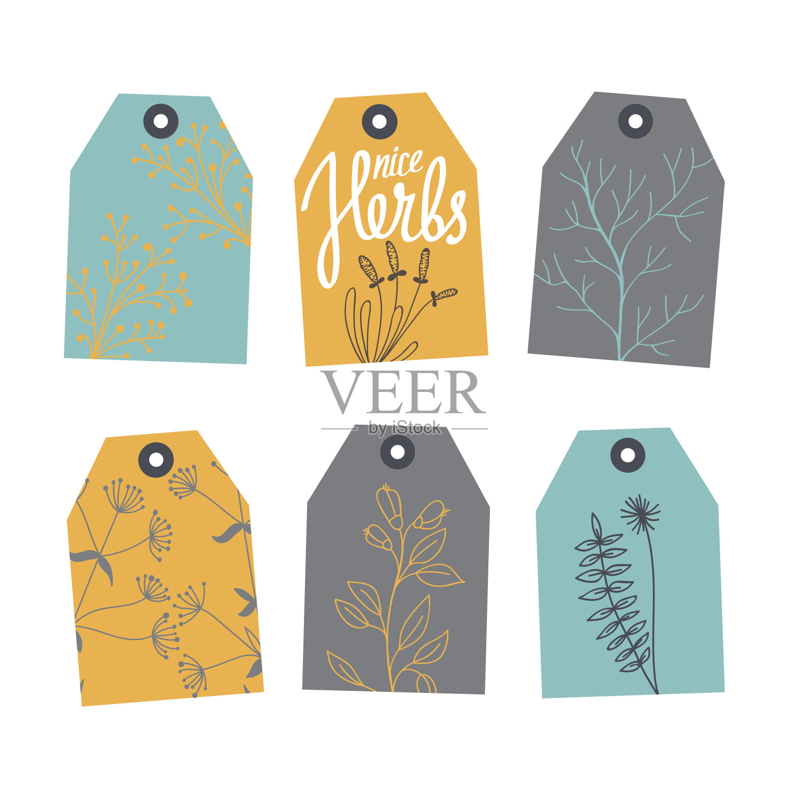 带有分支的标签集插画图片素材