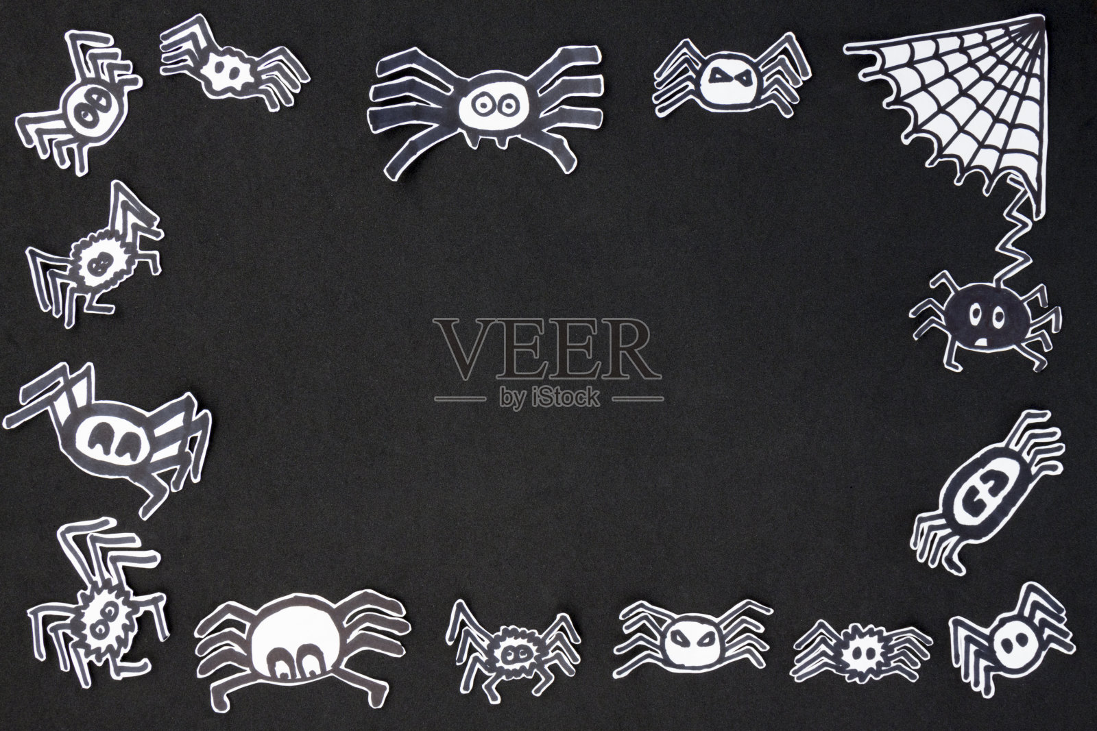 万圣节框架蜘蛛水平插画图片素材