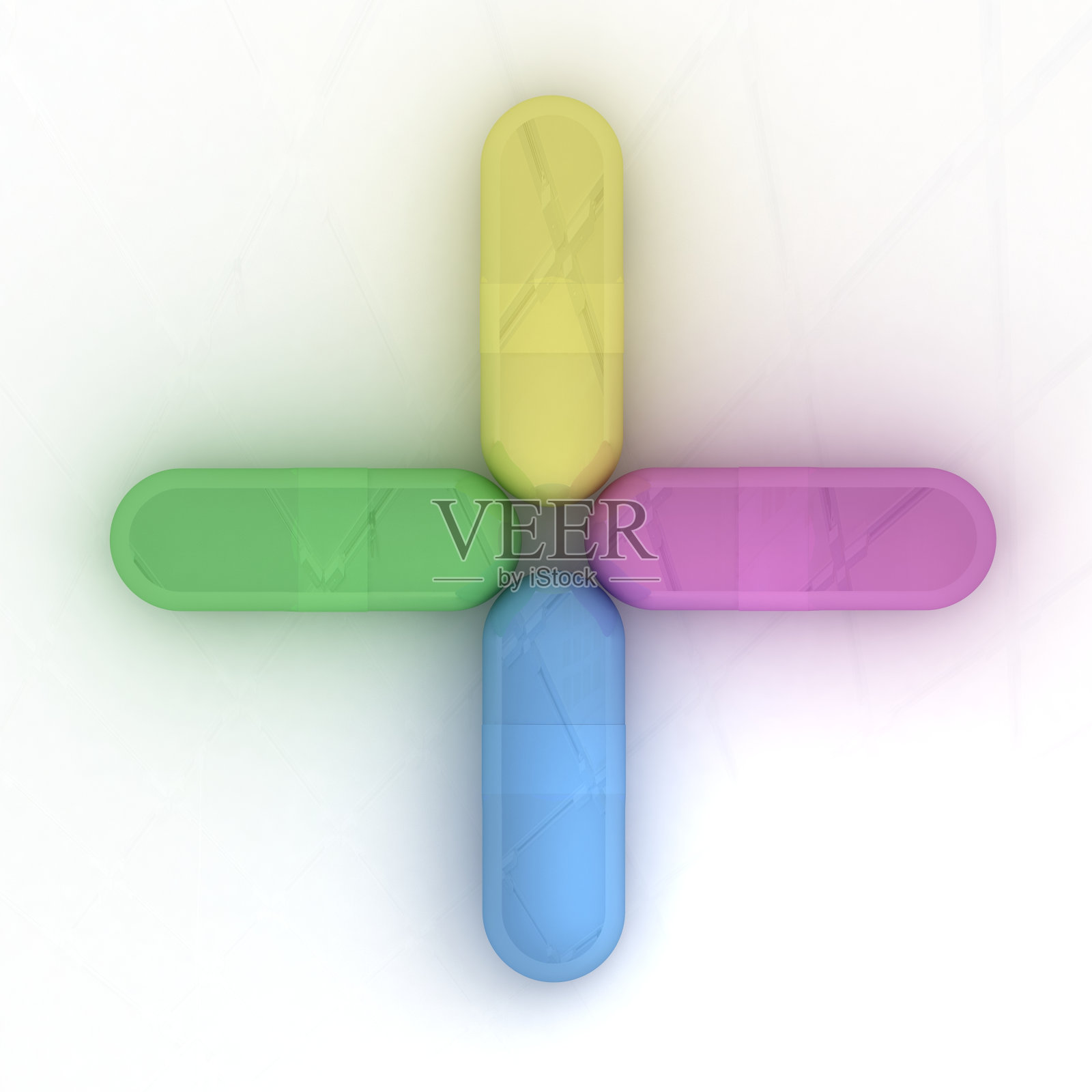 药房标志背景。胶囊、药片、药丸。药学和医学概念照片摄影图片