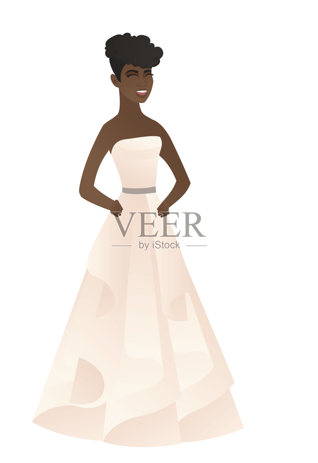 年轻的非裔美国未婚妻笑插画图片素材