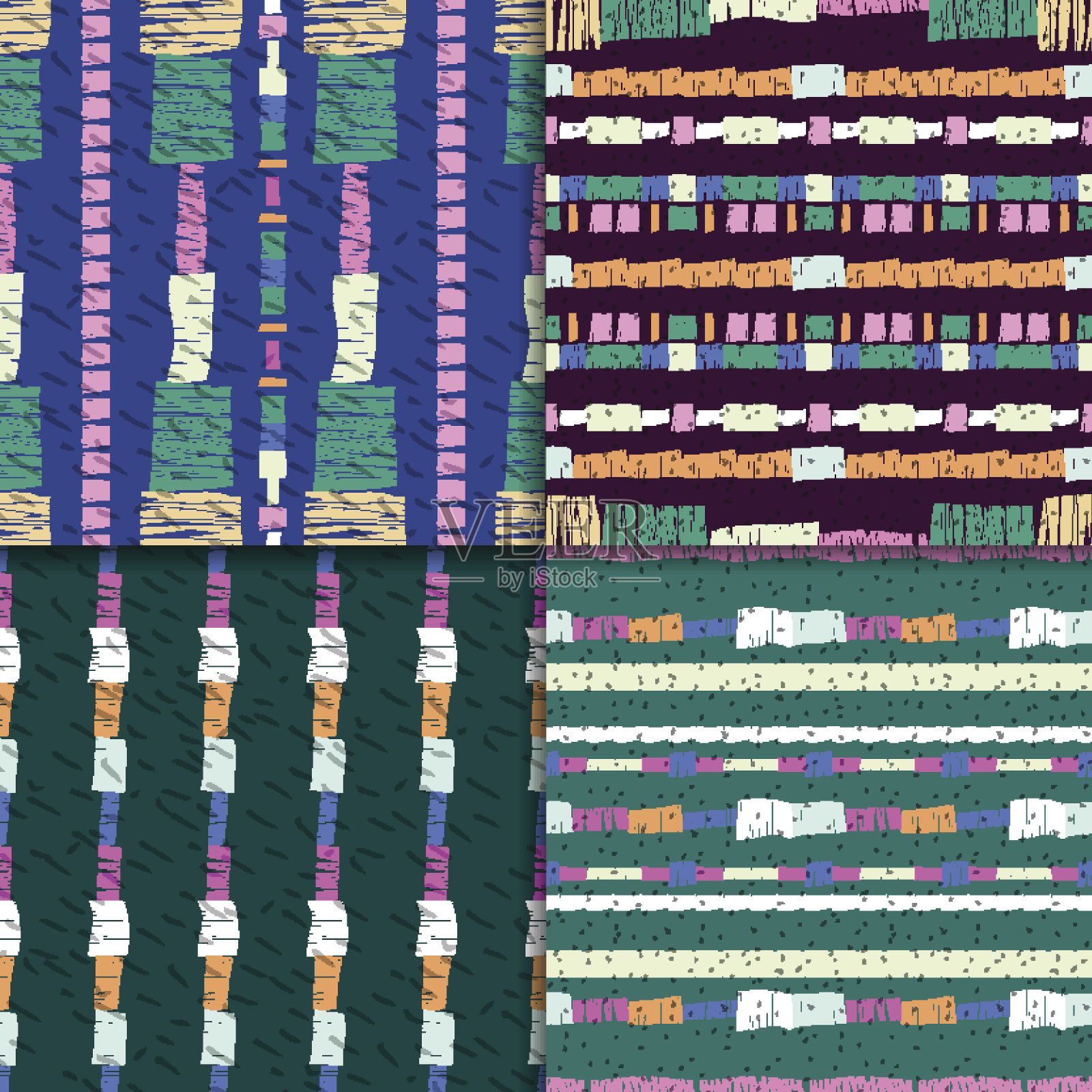 抽象无缝模式集插画图片素材