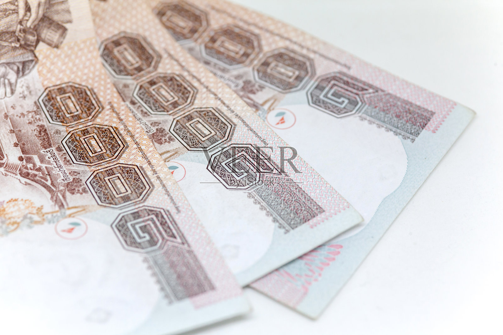 泰国货币背景与孤立，泰国浴现金照片摄影图片