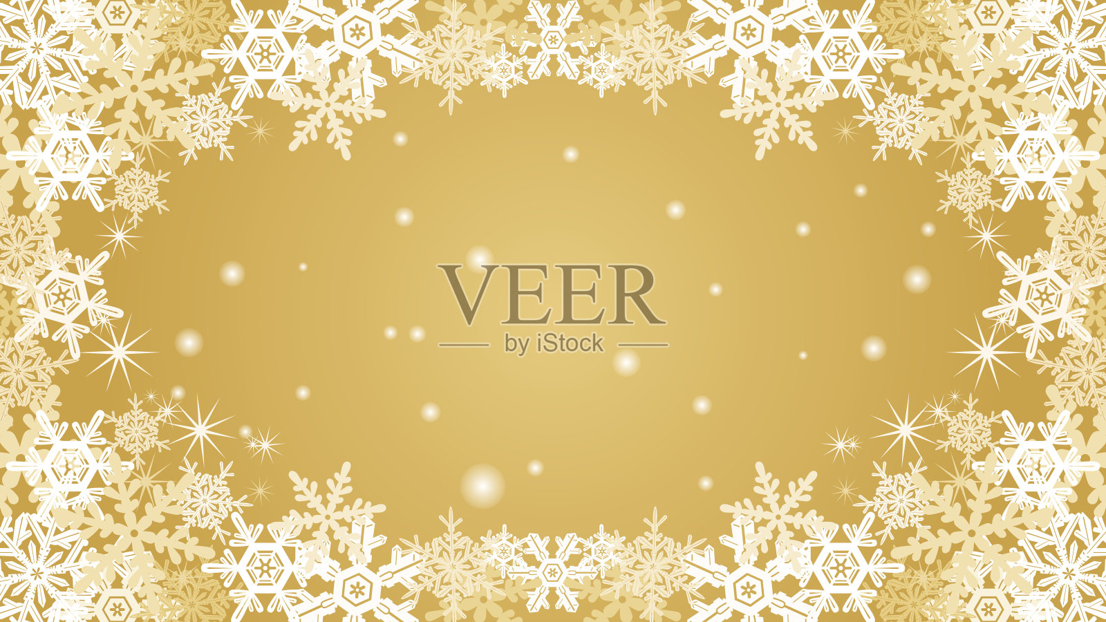 雪花框架-金色插画图片素材