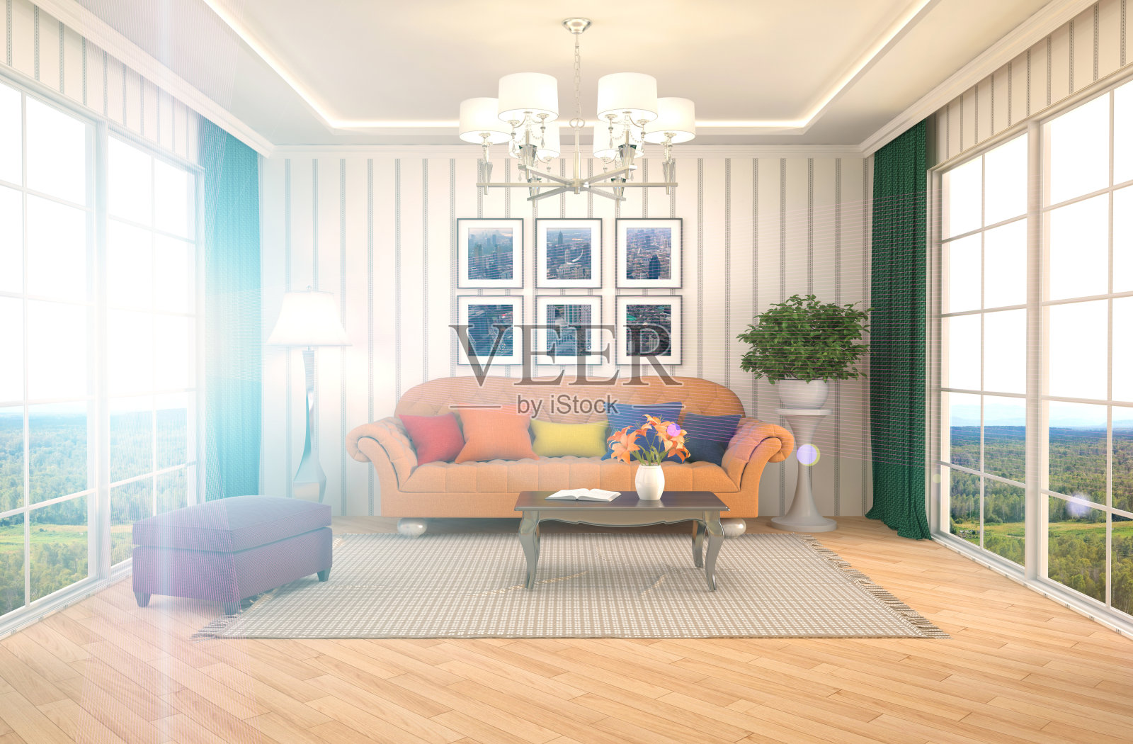 室内用沙发。三维演示照片摄影图片