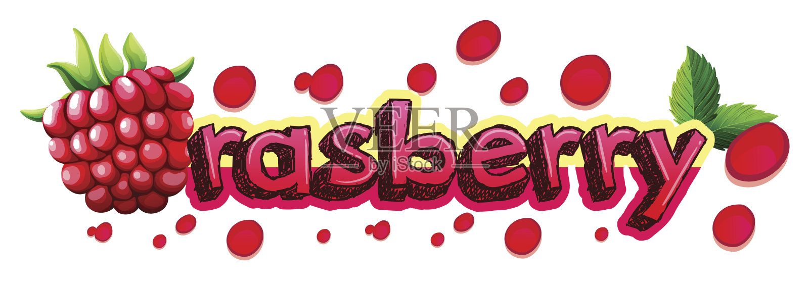 单词raspberry的字体设计插画图片素材