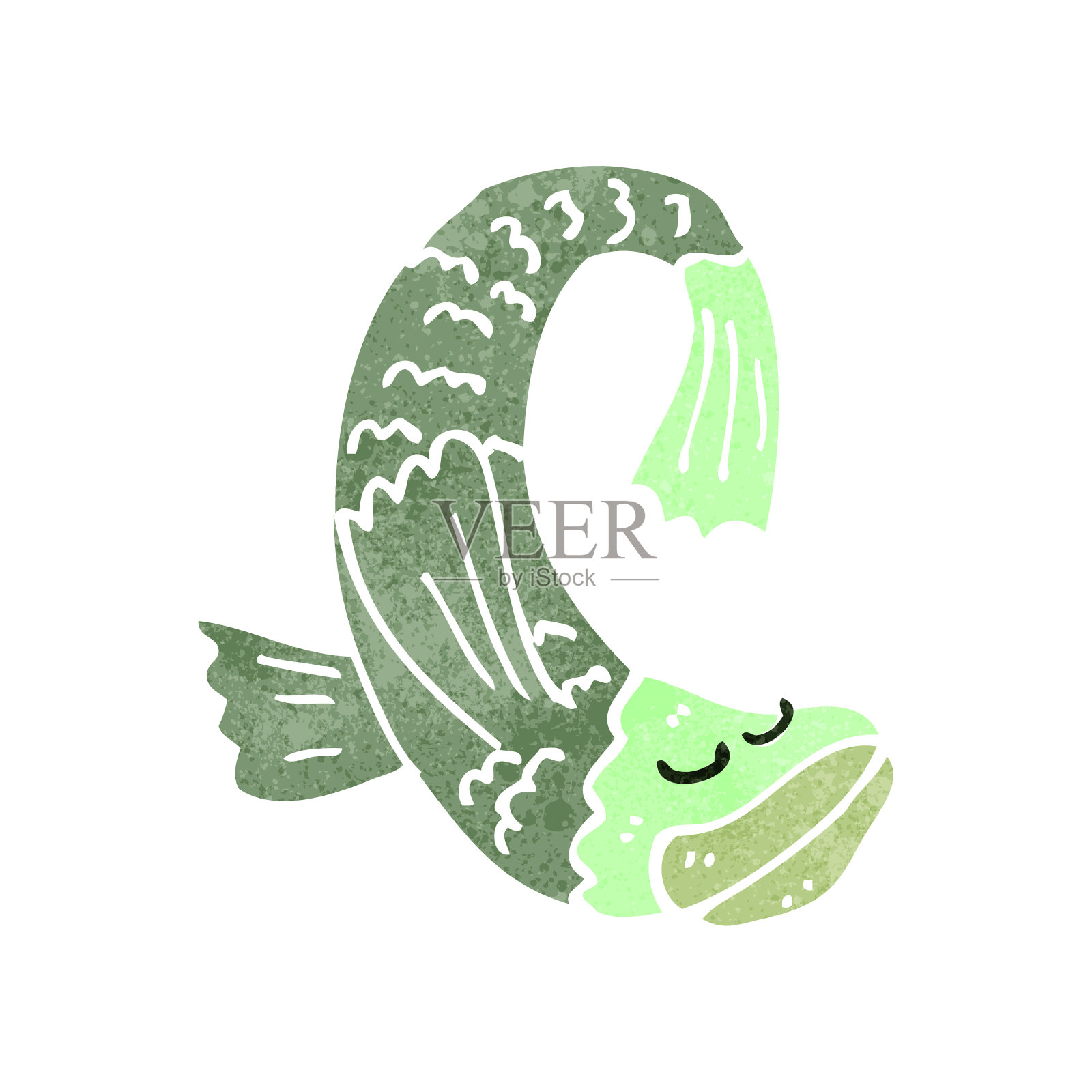 复古的卡通鱼插画图片素材