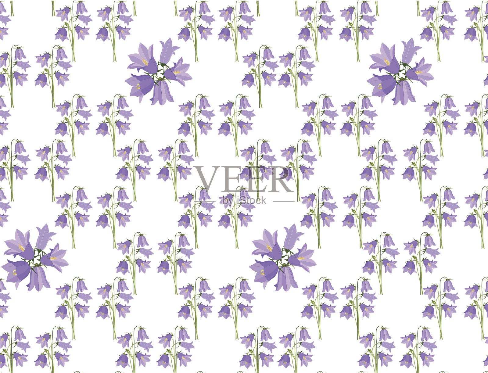 蓝铃花无缝观赏背景。插画图片素材