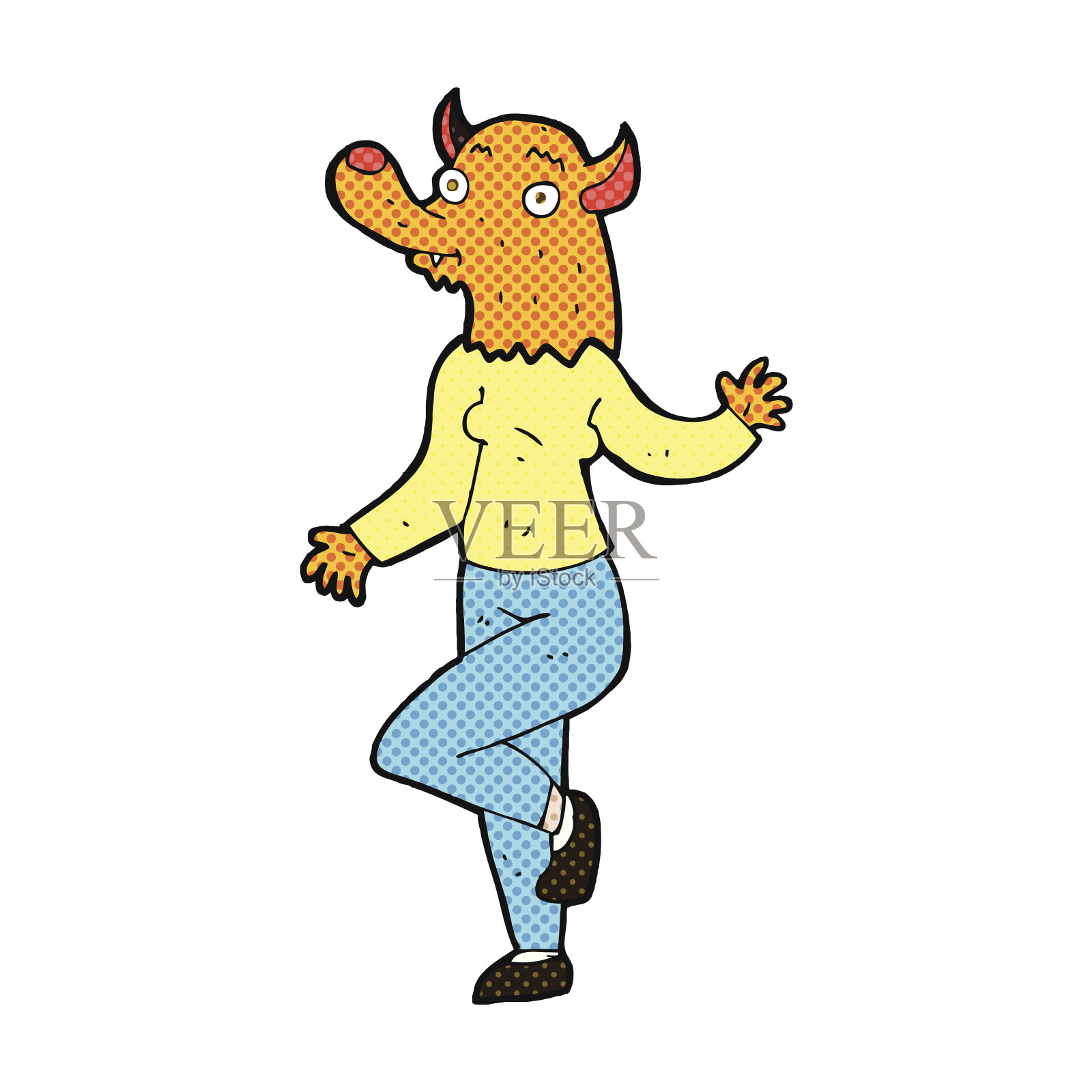 卡通舞蹈狐女插画图片素材