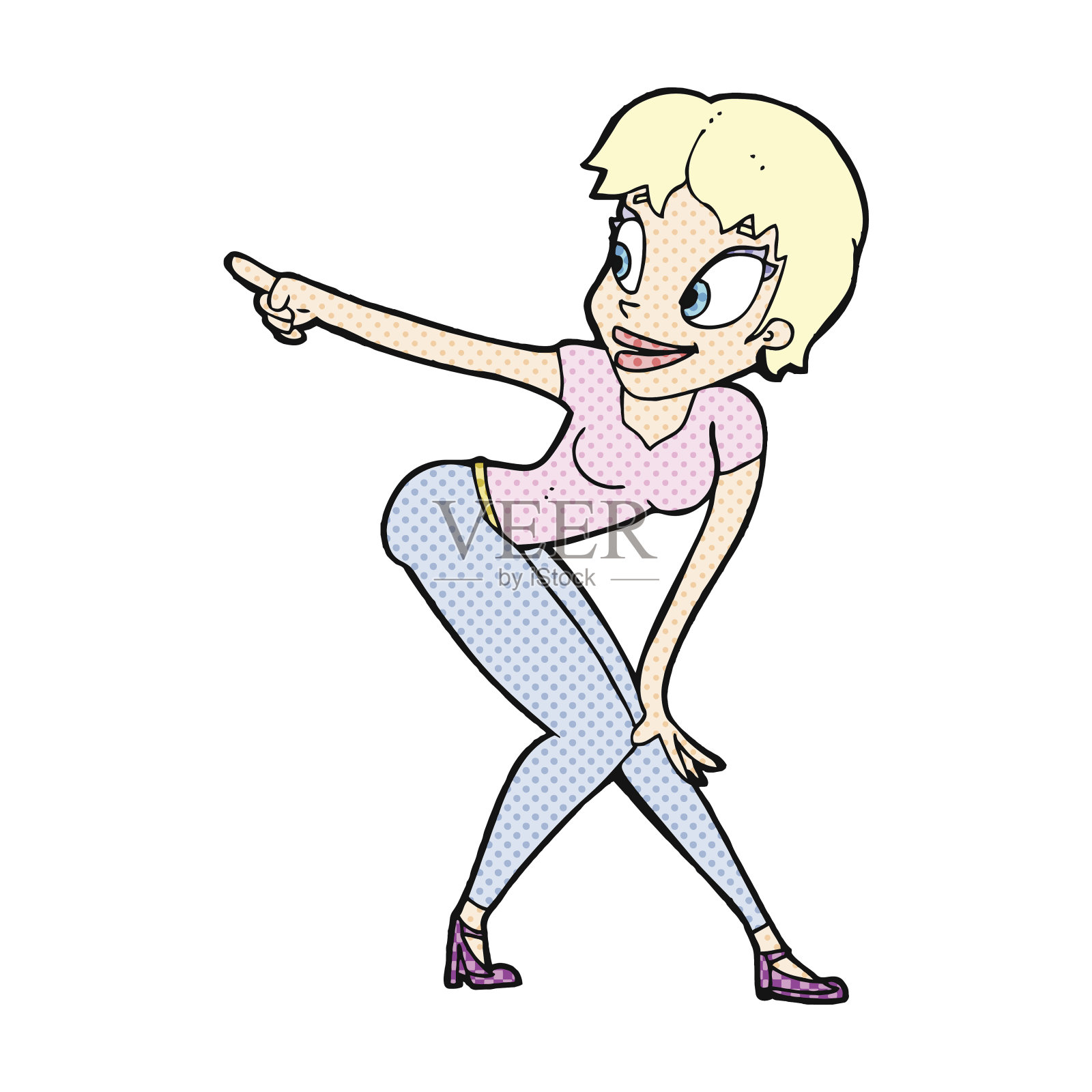 漫画卡通美女指指点点设计元素图片