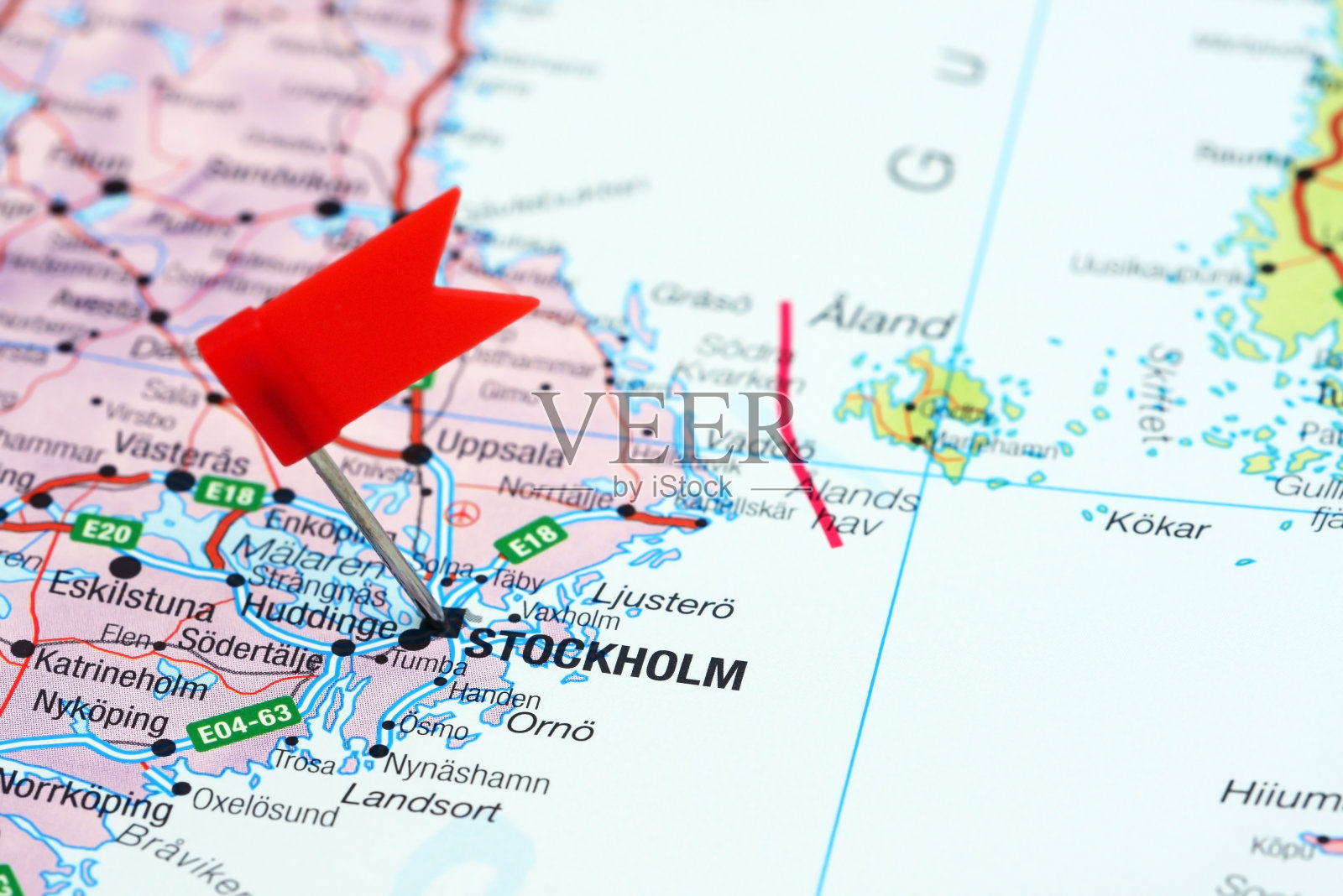 斯德哥尔摩被钉在欧洲地图上照片摄影图片