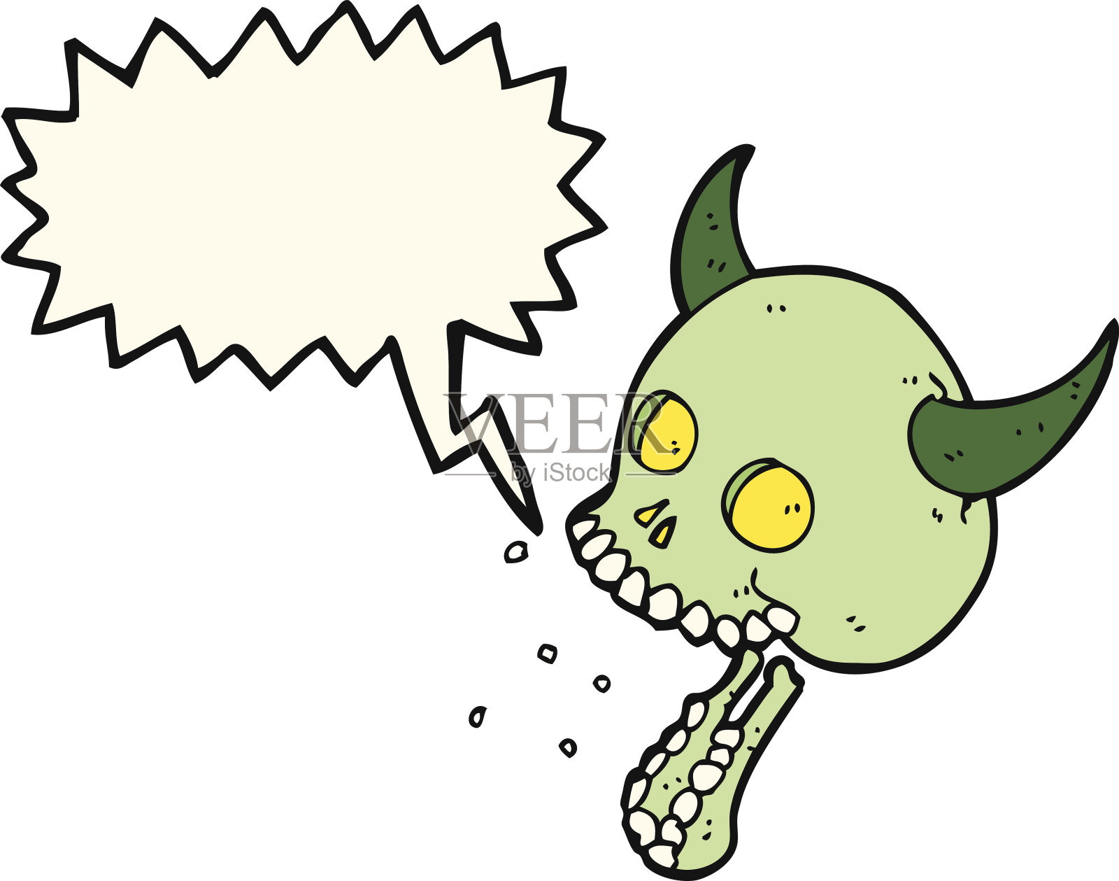 卡通幽灵头骨与讲话气泡设计元素图片