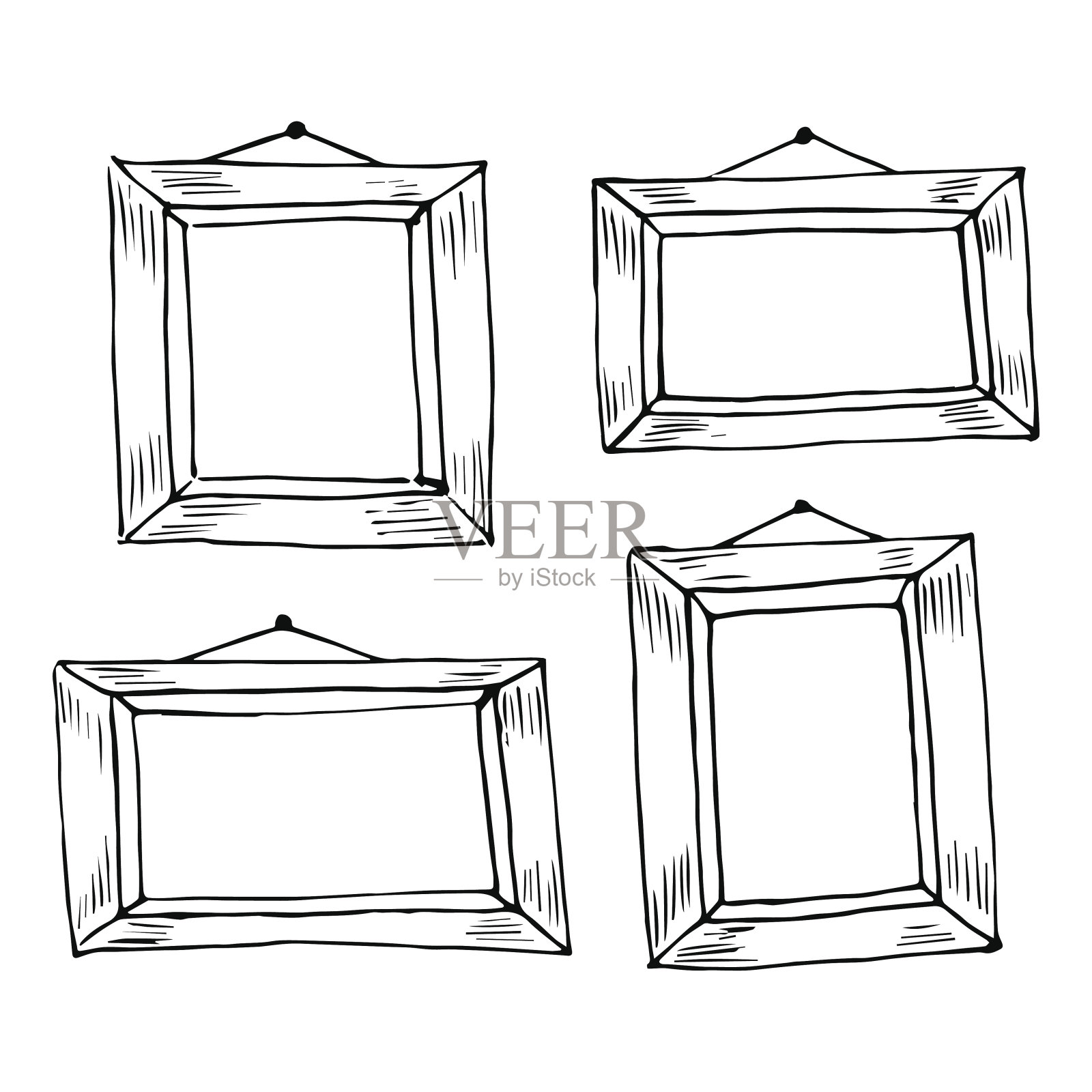 一组矢量涂鸦框架。插画图片素材