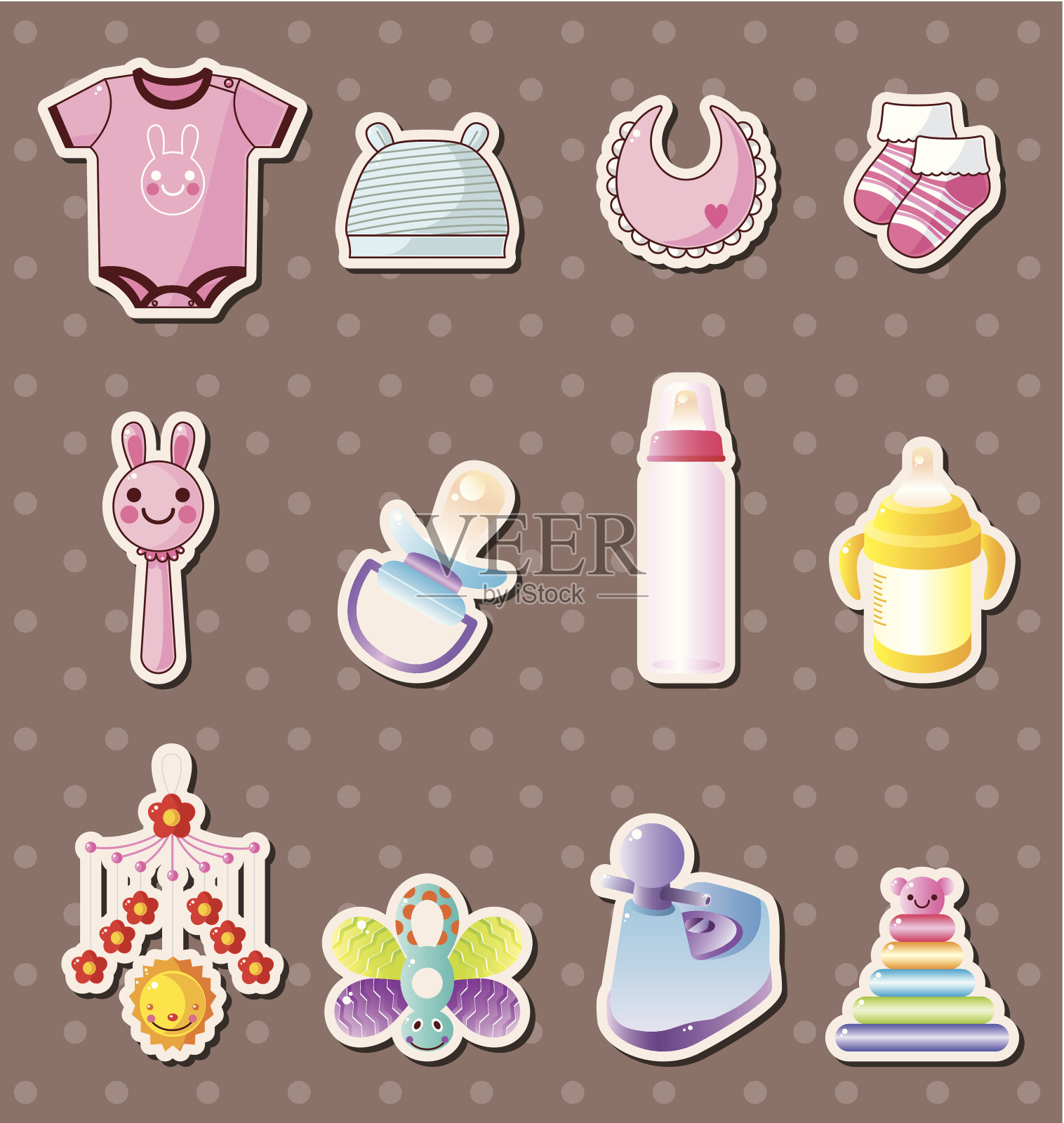 宝宝的东西贴纸插画图片素材