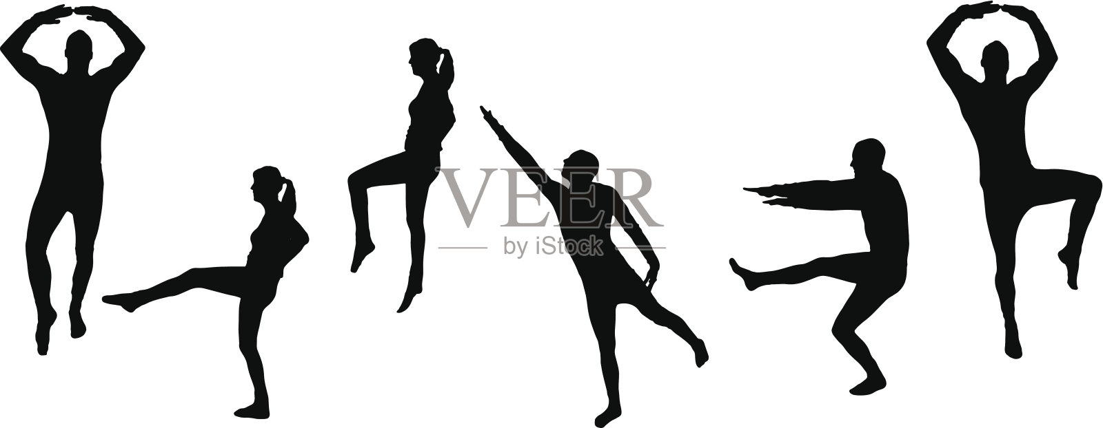 矢量剪影跳舞的人。插画图片素材