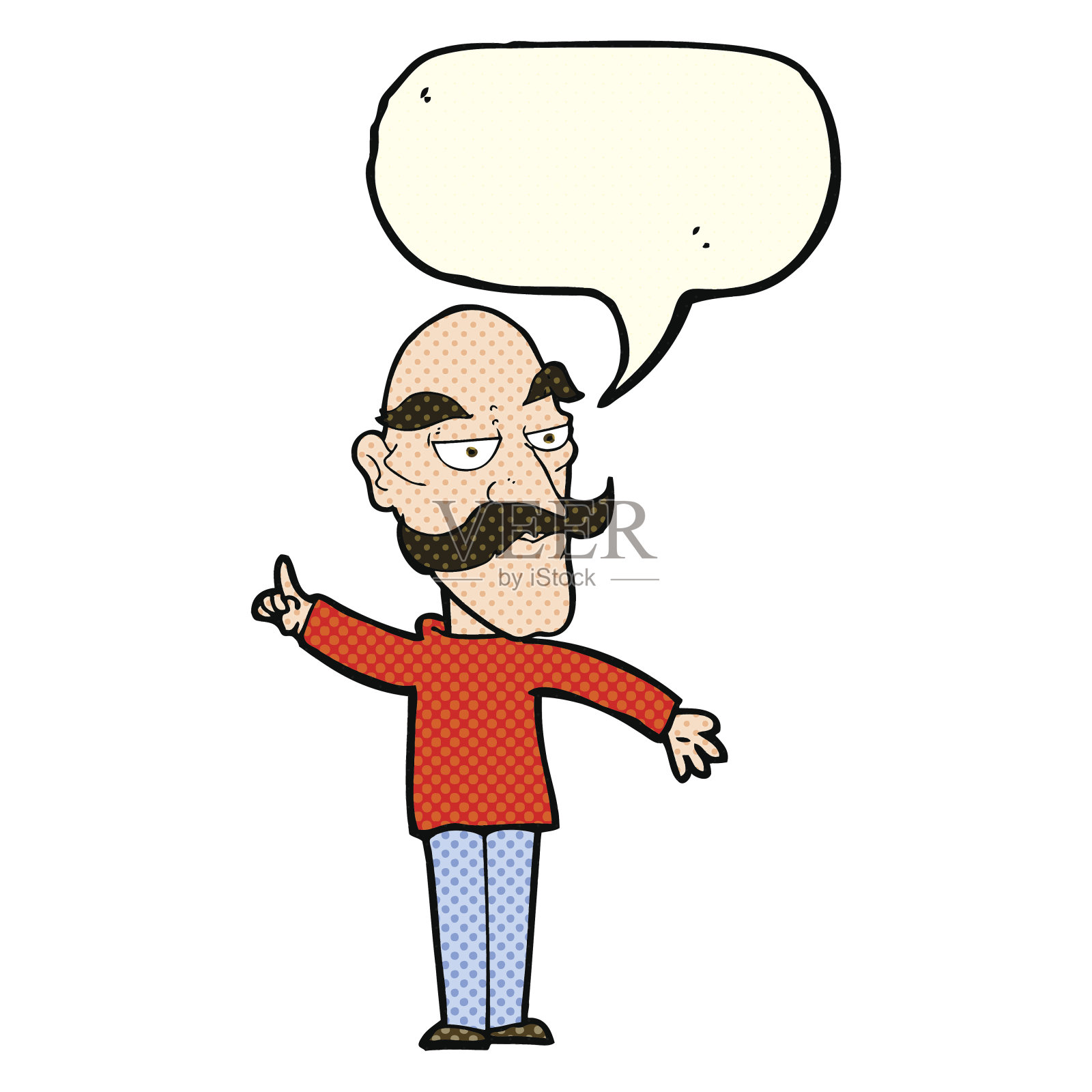卡通老人讲故事与讲话泡泡设计元素图片