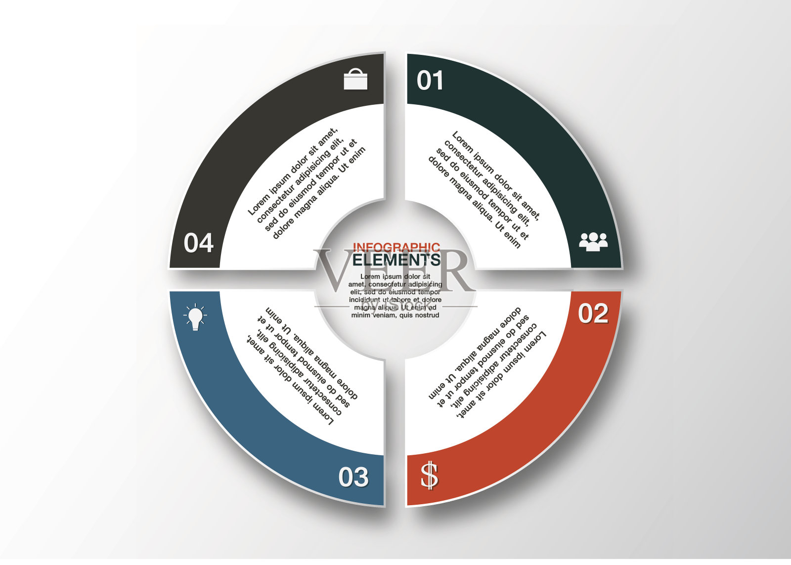 现代商业选项横幅，圆形信息图，4个选项。eps插画图片素材