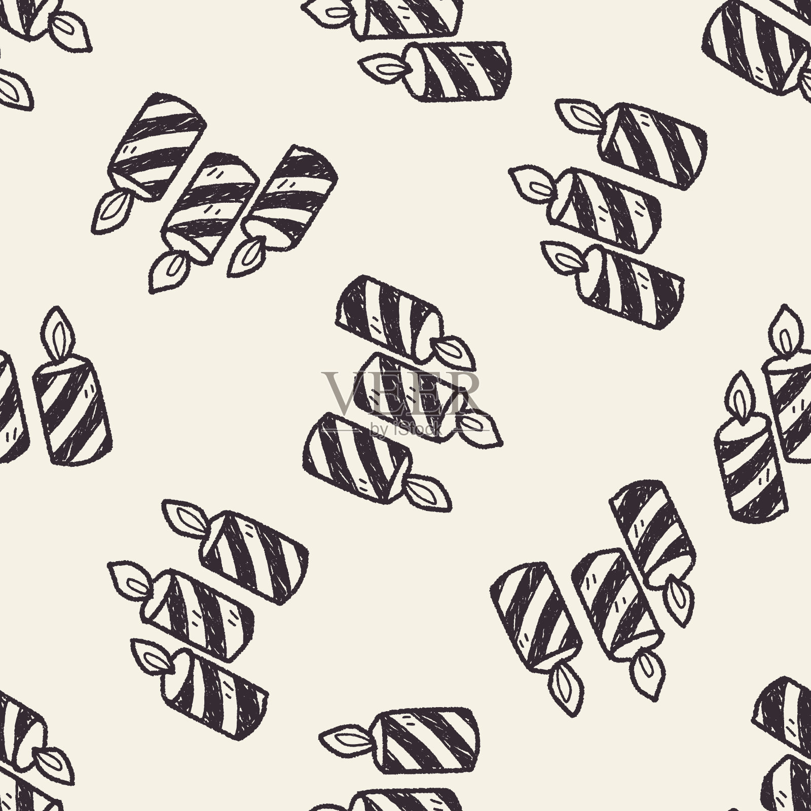 蜡烛涂鸦无缝图案背景插画图片素材