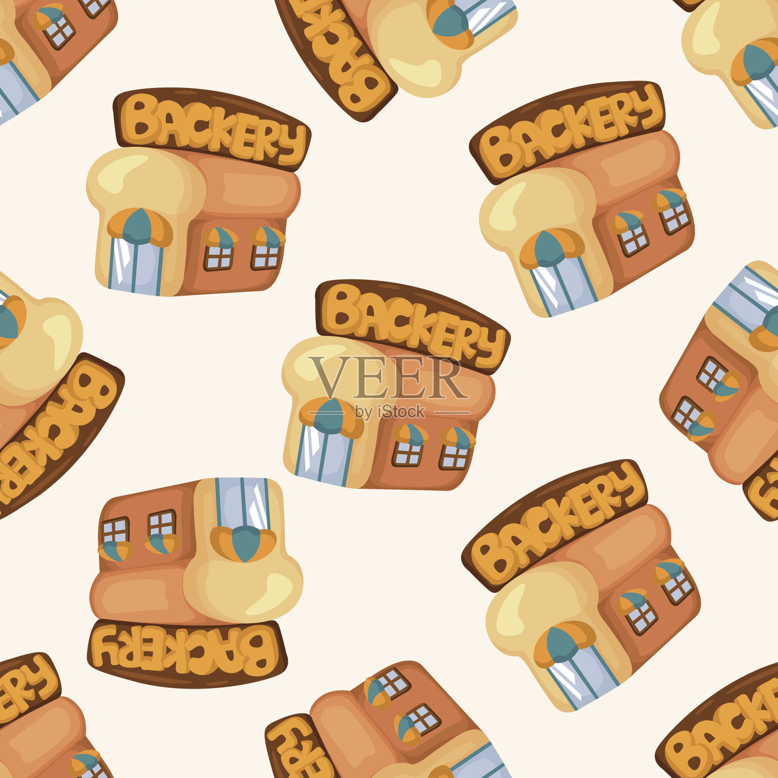 店铺店铺，无缝图案插画图片素材