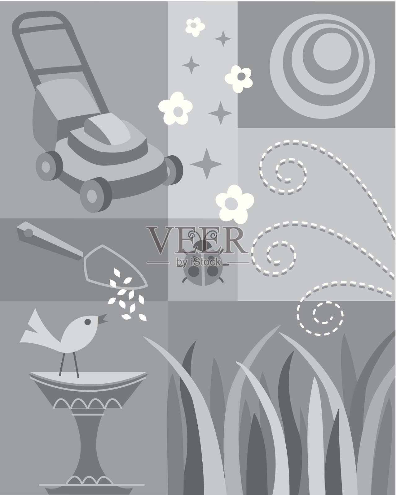 草坪拼贴插画图片素材