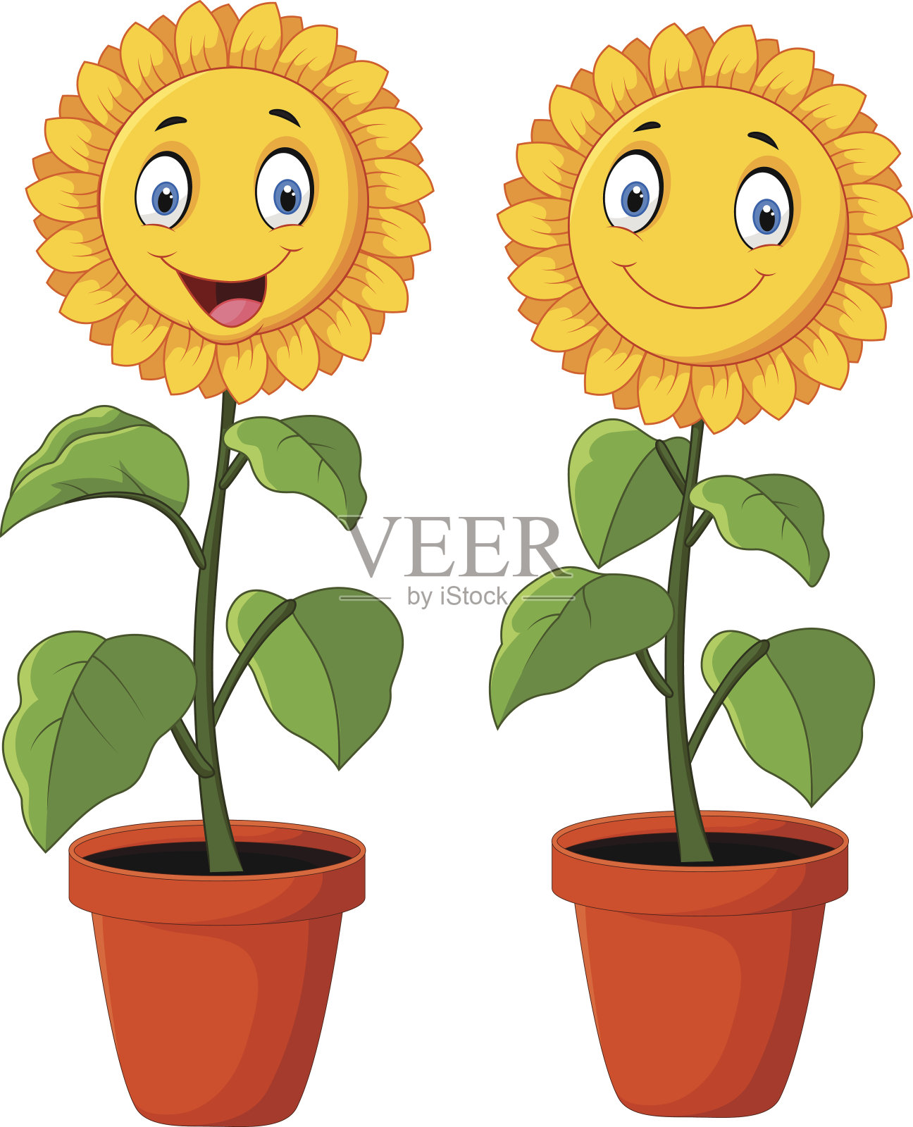 卡通快乐的向日葵插画图片素材