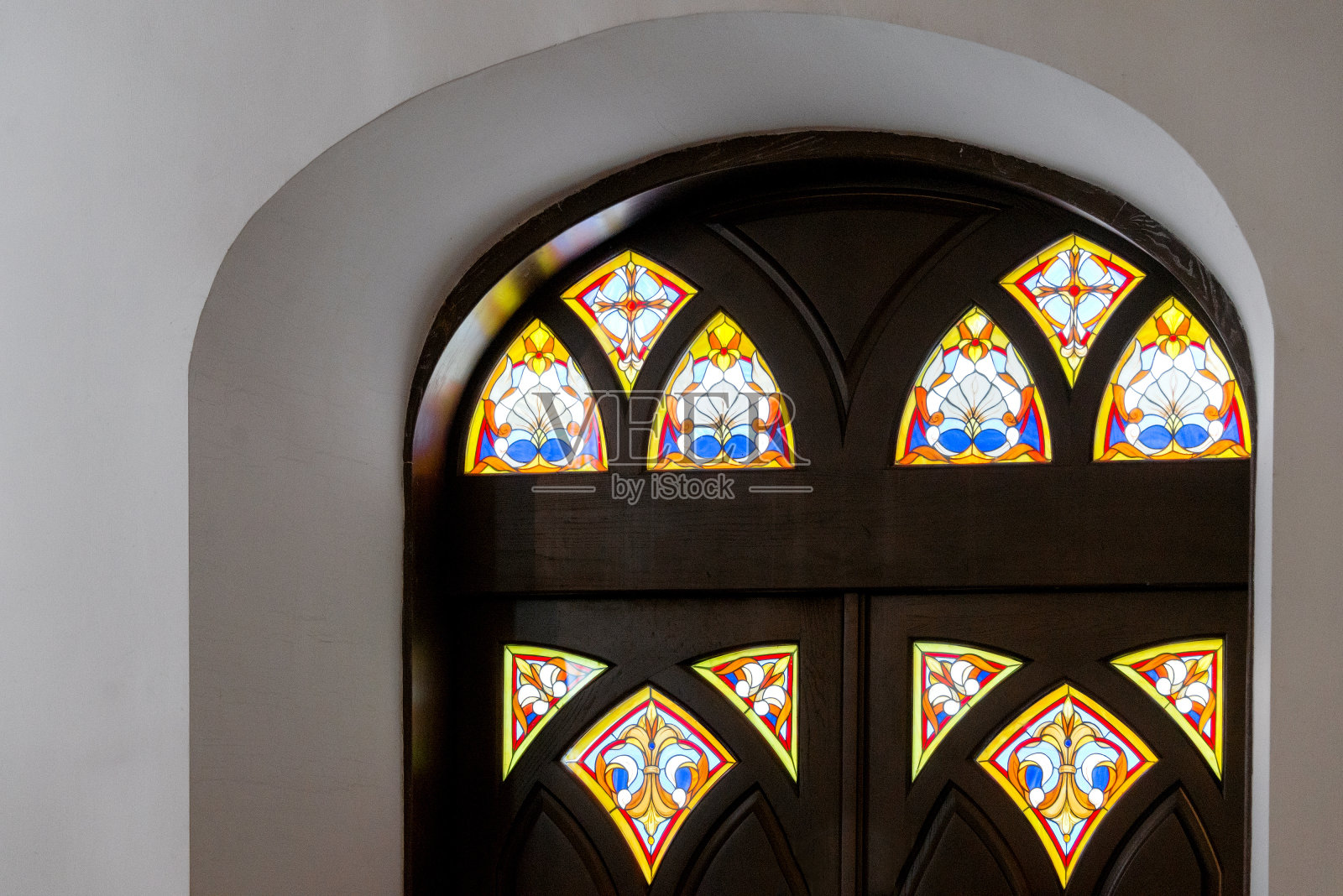 穆卡切沃Palanok城堡的彩色玻璃窗照片摄影图片