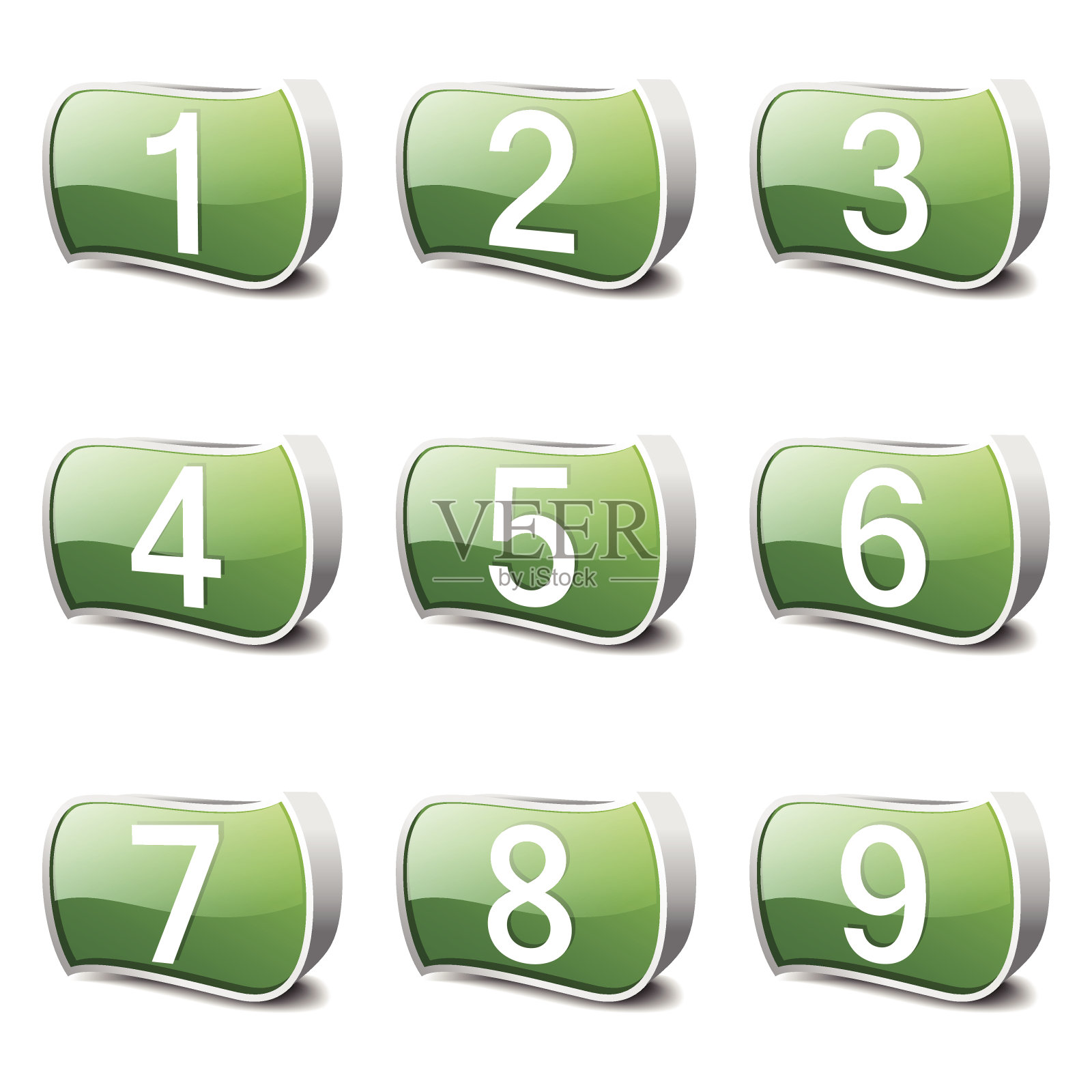 数字计数绿色矢量按钮图标设计集插画图片素材