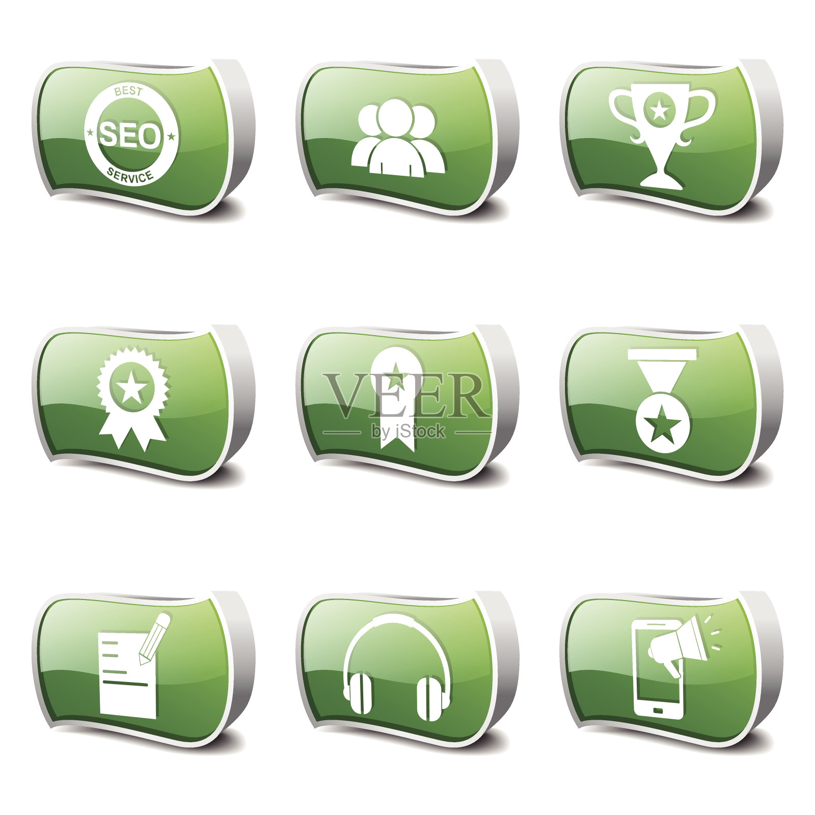 SEO互联网标志绿色矢量按钮图标设计集9图标素材