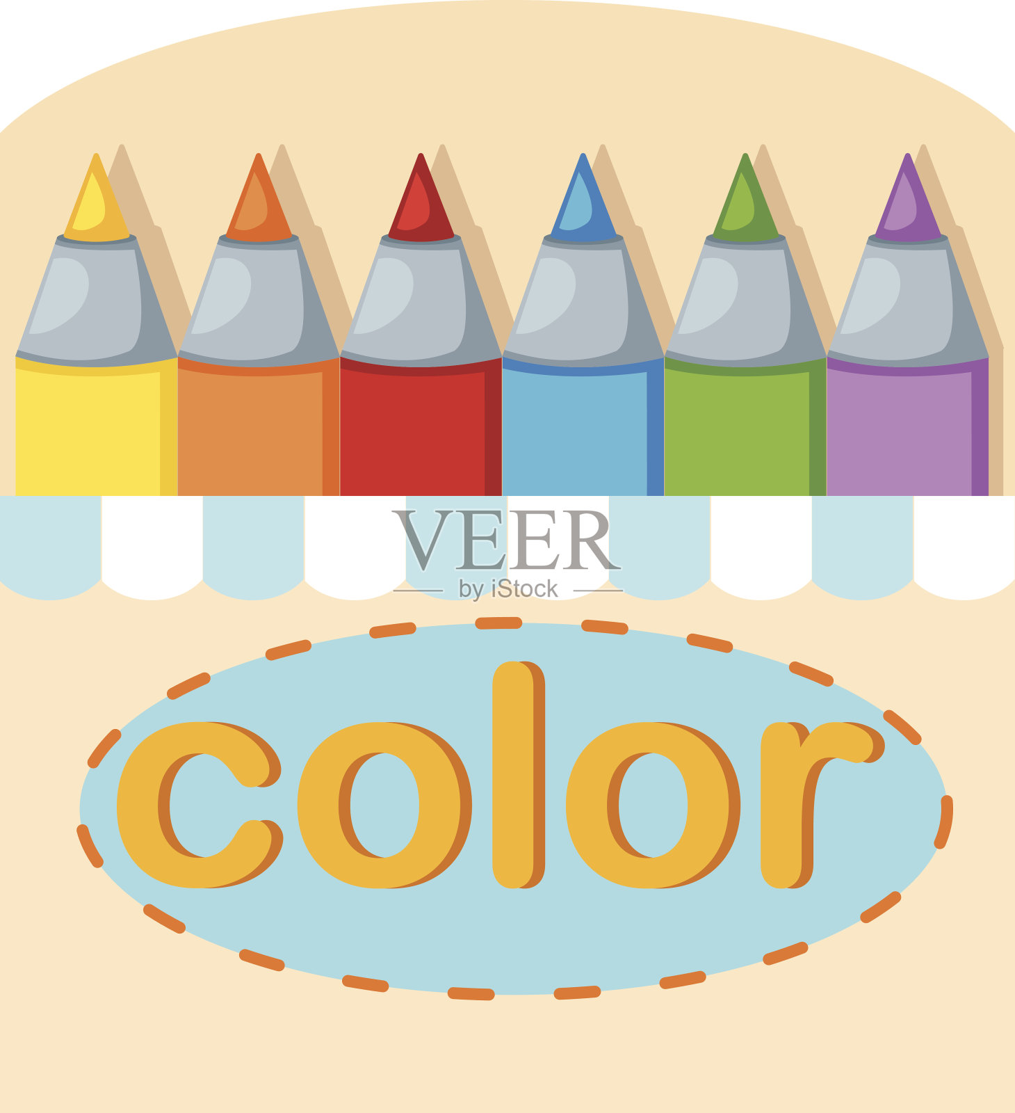 蜡笔盒插画图片素材